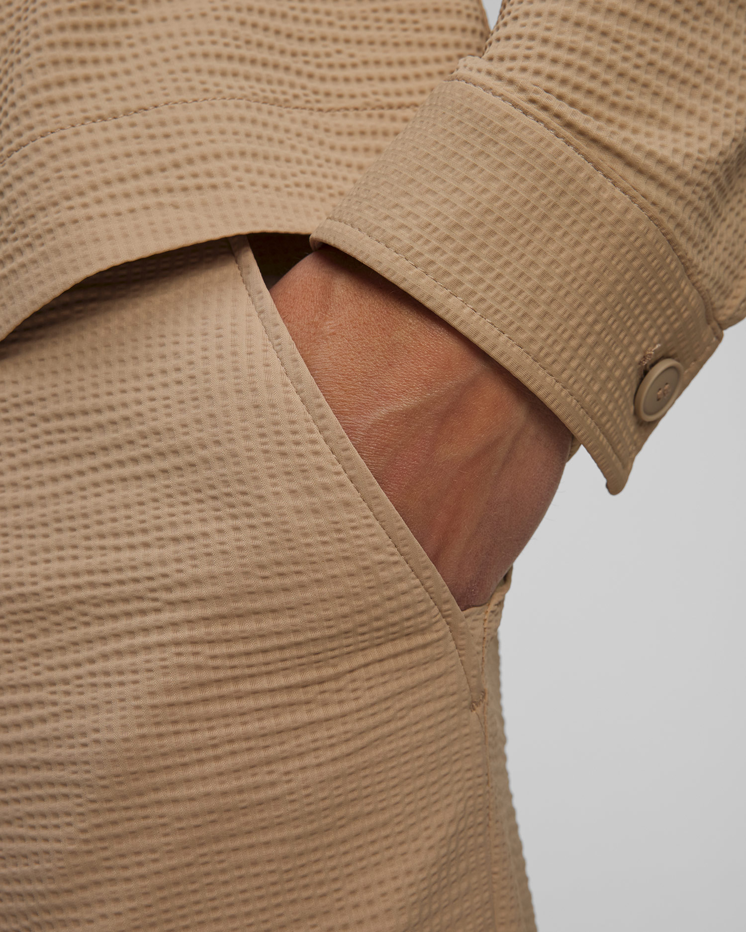Pantaloni din crep bej pentru bărbați Hugo Boss P Perin 