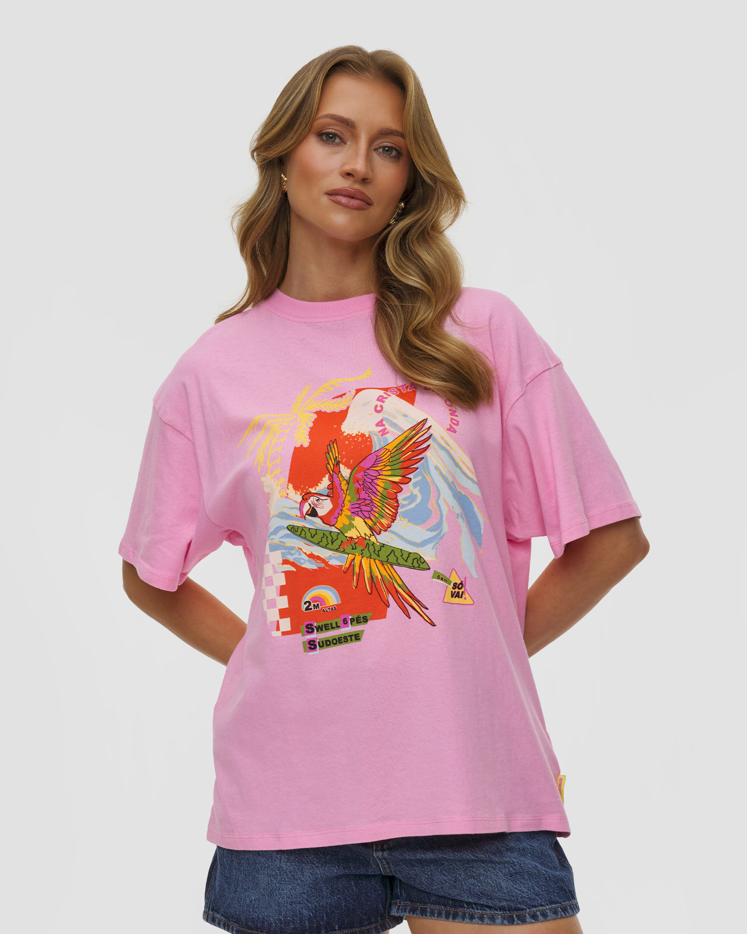 Dámske tričko Rip Curl Wave Crest Heritage Tee, Farba-Vzor: Różowy