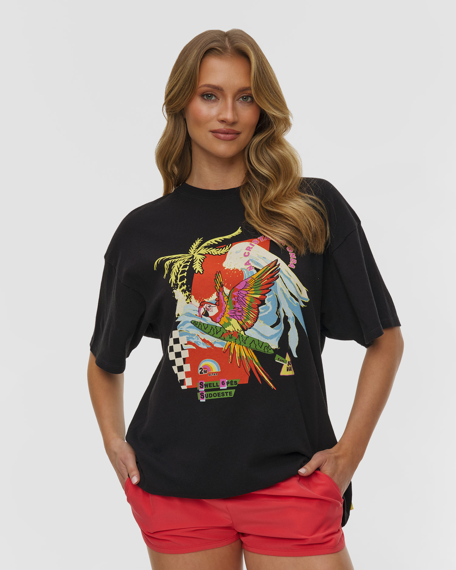 Dámske tričko Rip Curl Wave Crest Heritage Tee, Farba-Vzor: Czarny