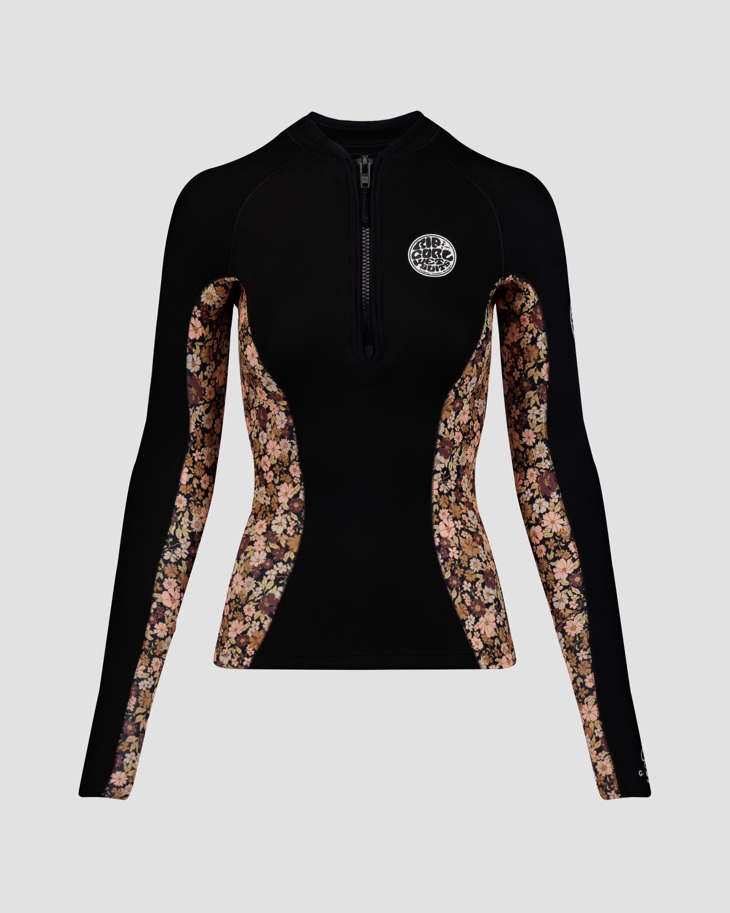 Women's black swimming top Rip Curl G Bomb L/Sl F/Zip Jkt Sub