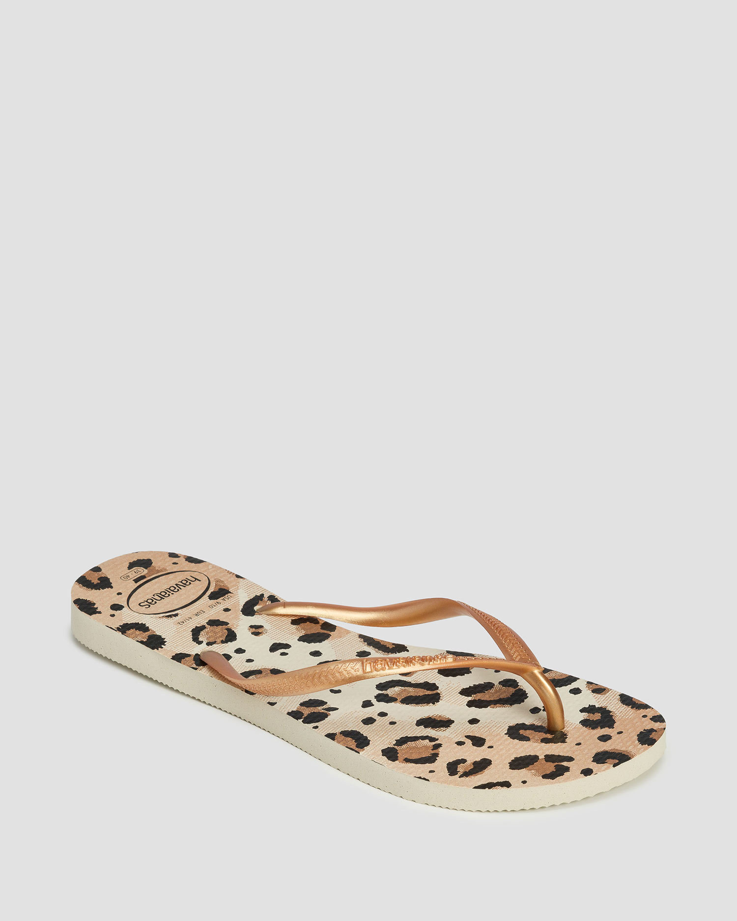 Flip flop-uri pentru femei Havaianas Slim Animals bej și auriu