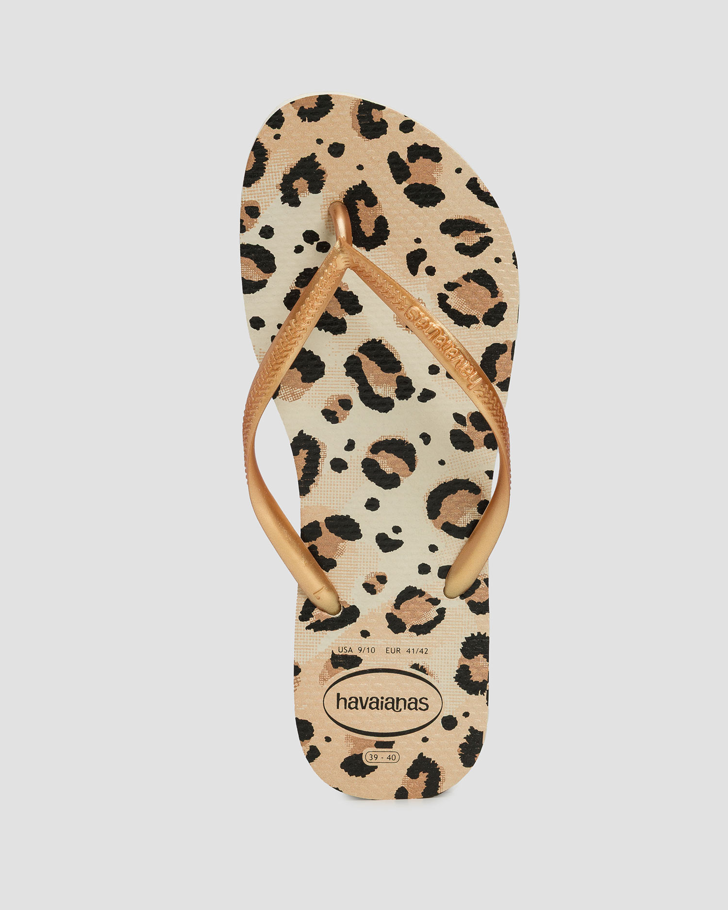 Tongs beiges et dorées pour femmes Havaianas Slim Animals
