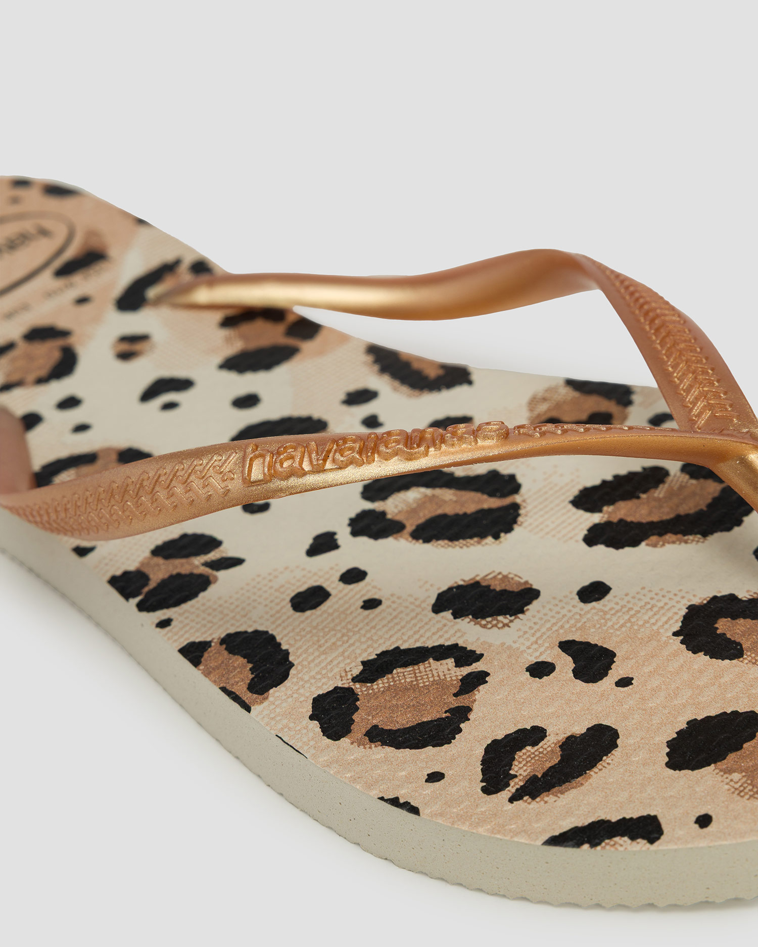 Tongs beiges et dorées pour femmes Havaianas Slim Animals