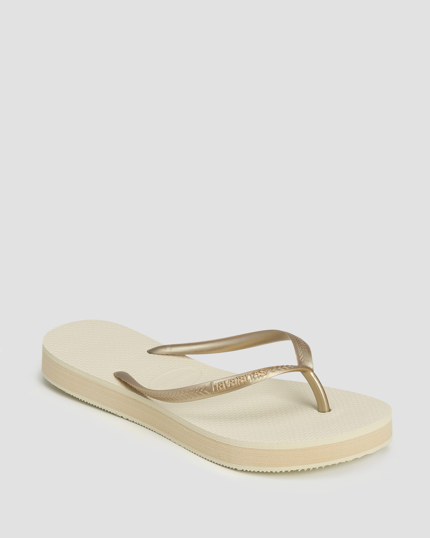 Japonki na flatformie damskie Havaianas Slim Flatform beżowe