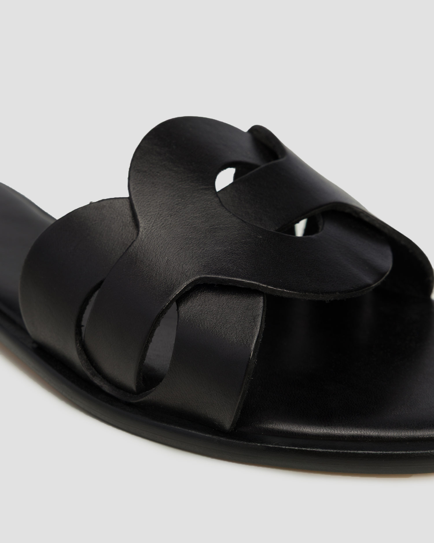 Women's leather sliders Dragon Diffusion Big Ring black