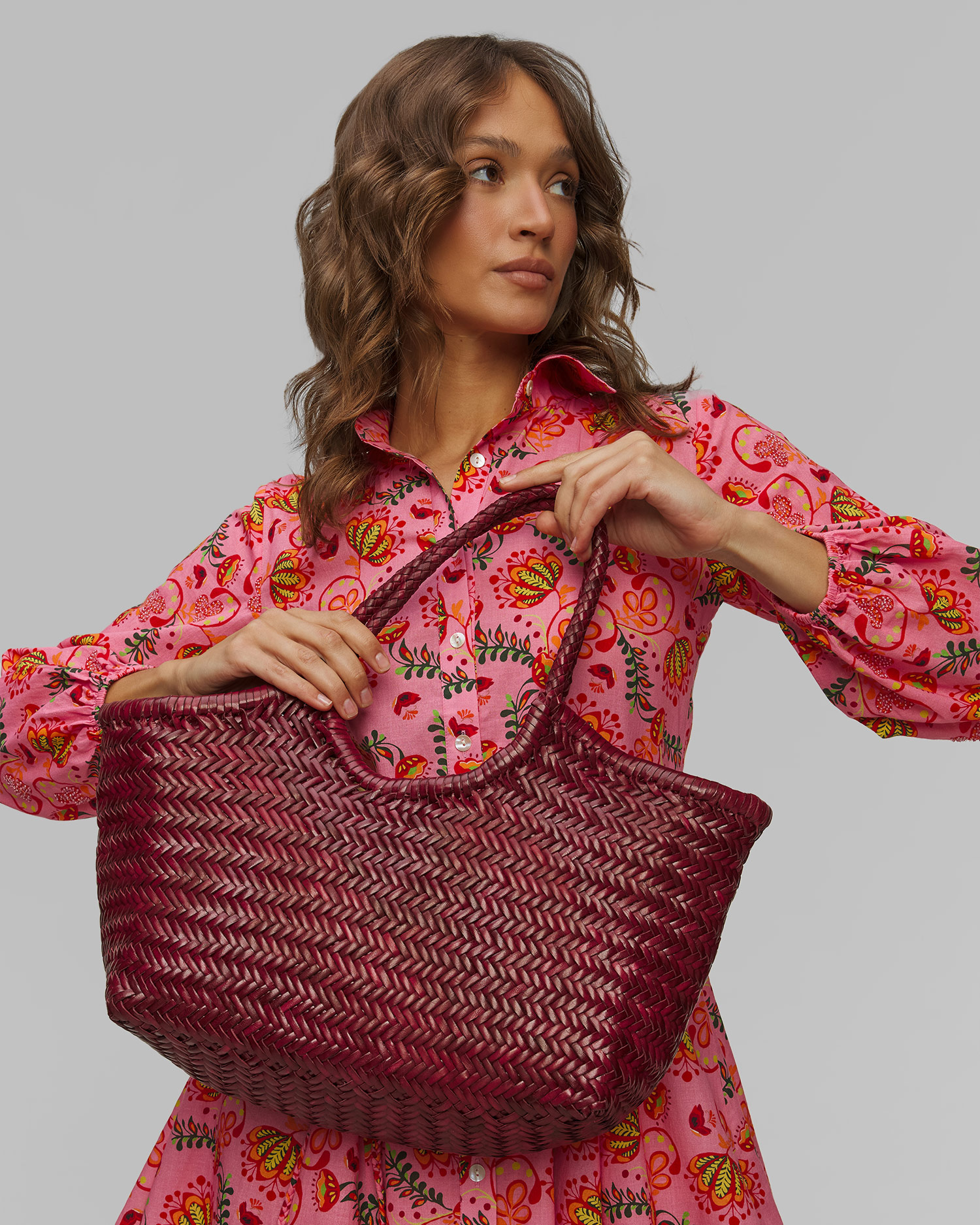 Cestino in pelle Dragon Diffusion Nantucket Basket Big bordeaux