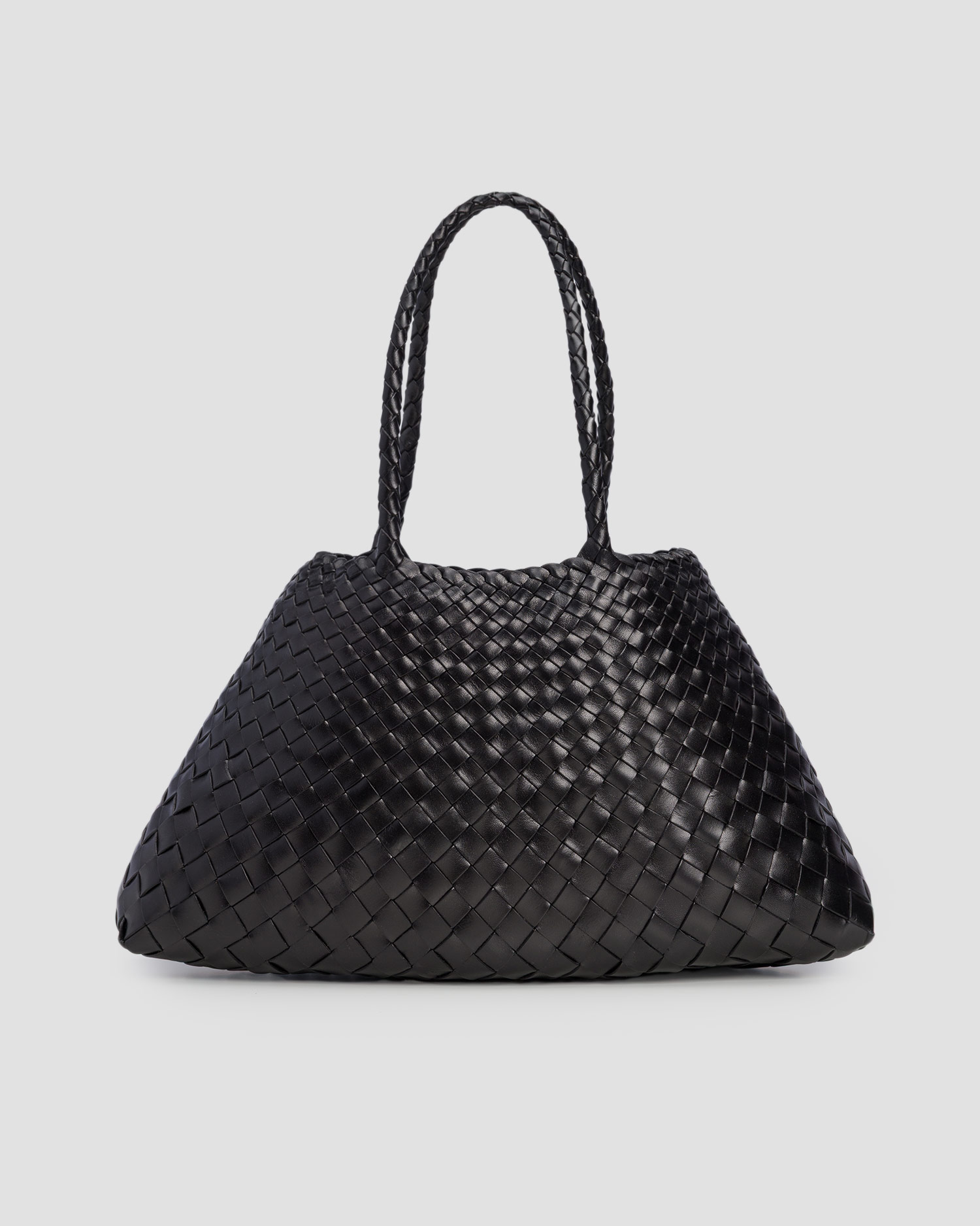 Sac en cuir tressé noir Dragon Diffusion Santa Croce Big, Couleur: Czarny