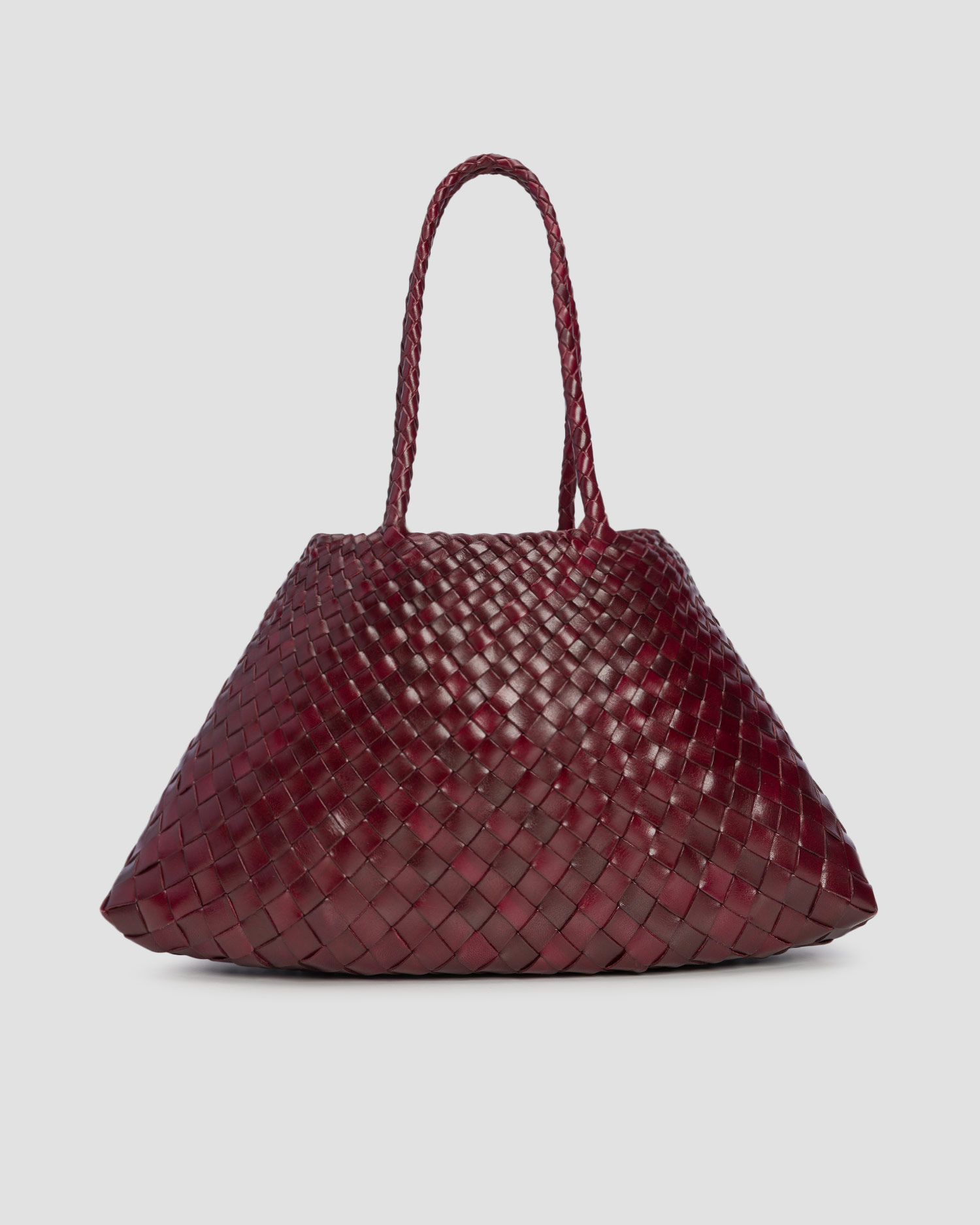 Sac en cuir tressé bordeaux Dragon Diffusion Santa Croce Big, Couleur: Czerwony