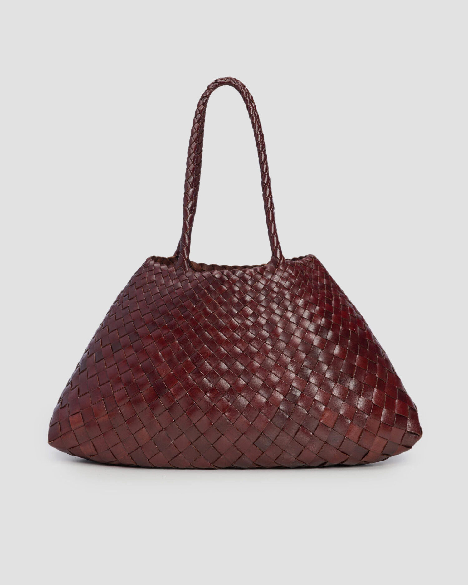 Sac en cuir tressé marron Dragon Diffusion Santa Croce Big, Couleur: Brązowy