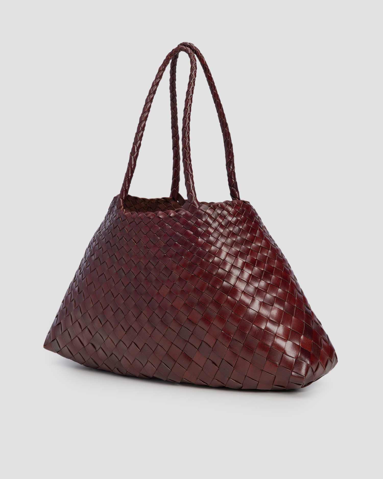 Sac en cuir tressé marron Dragon Diffusion Santa Croce Big