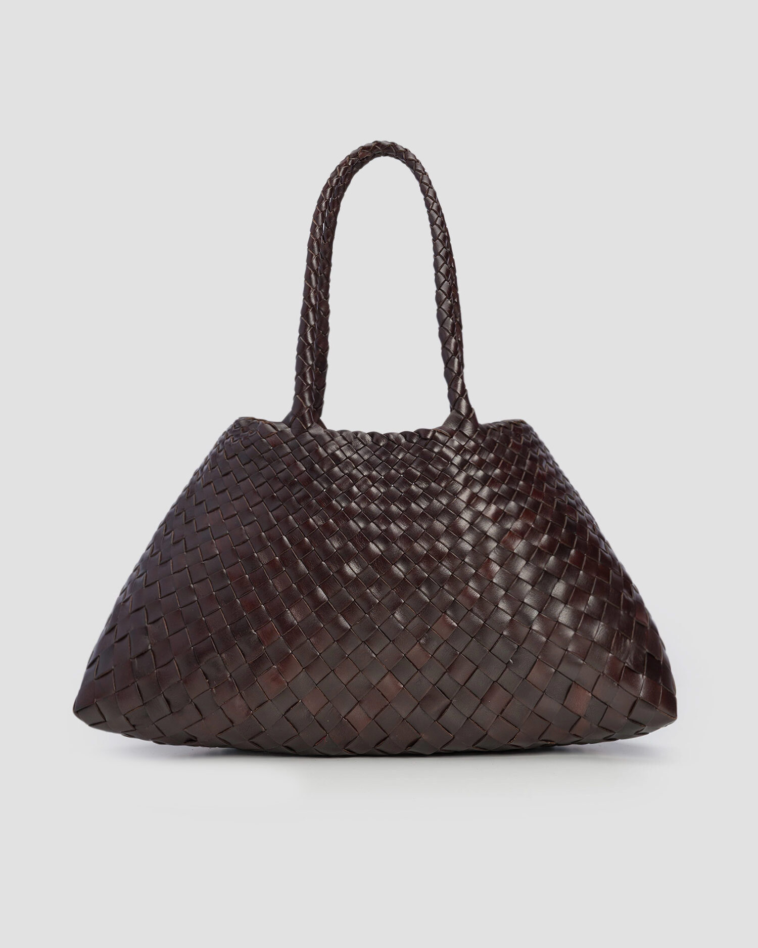 Borsa intrecciata in pelle Dragon Diffusion Santa Croce Big marrone