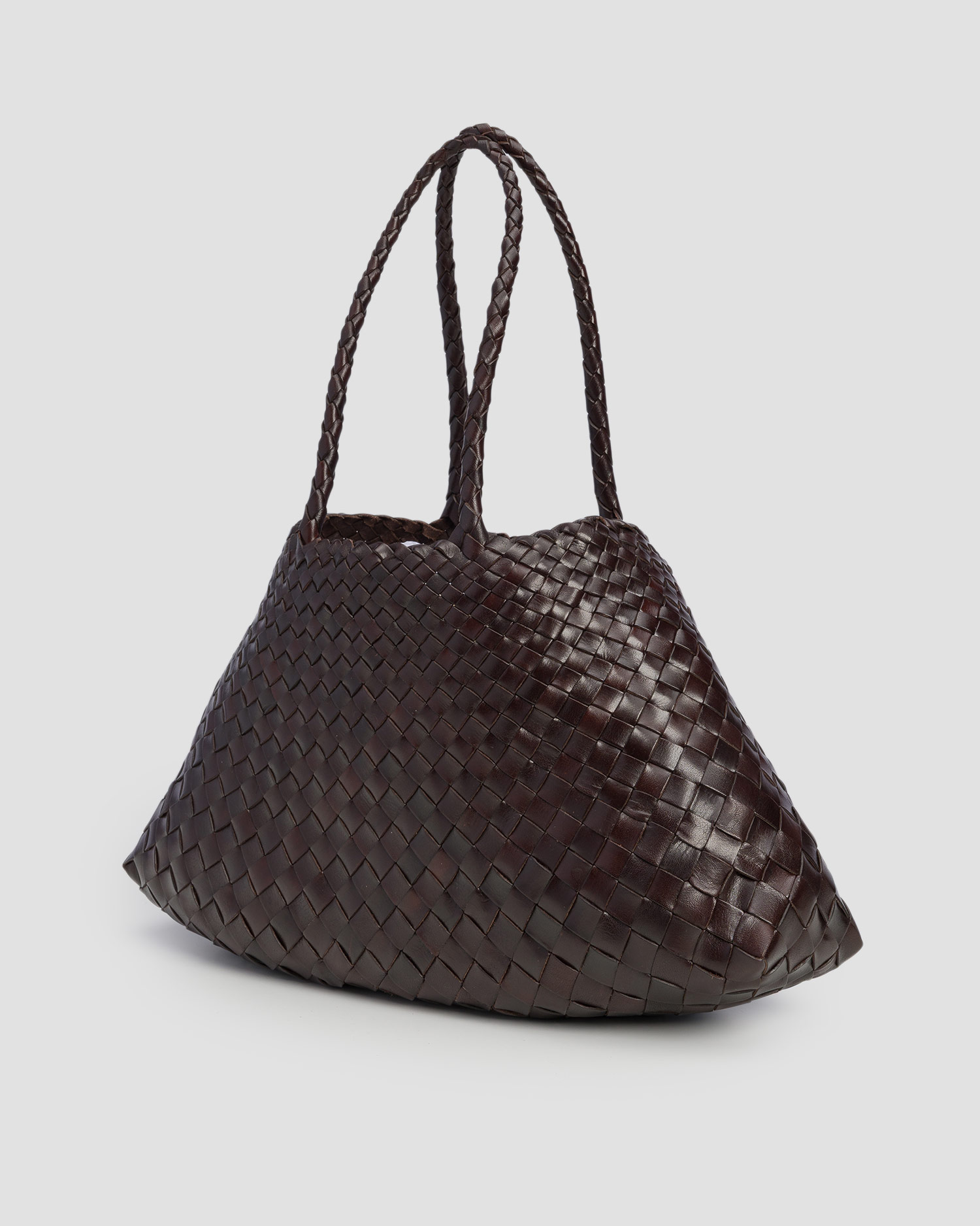 Sac en cuir tressé marron Dragon Diffusion Santa Croce Big