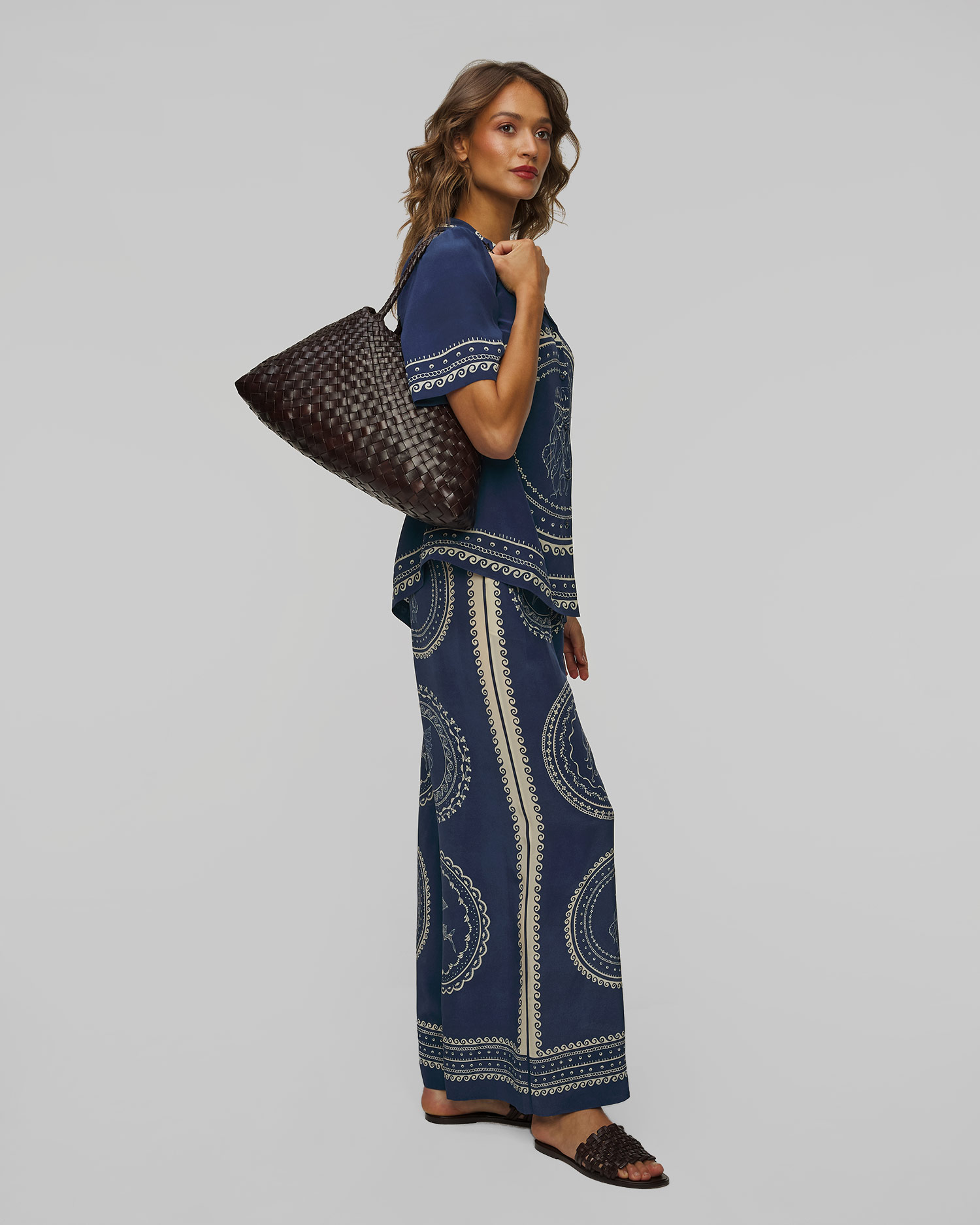 Sac en cuir tressé marron Dragon Diffusion Santa Croce Big