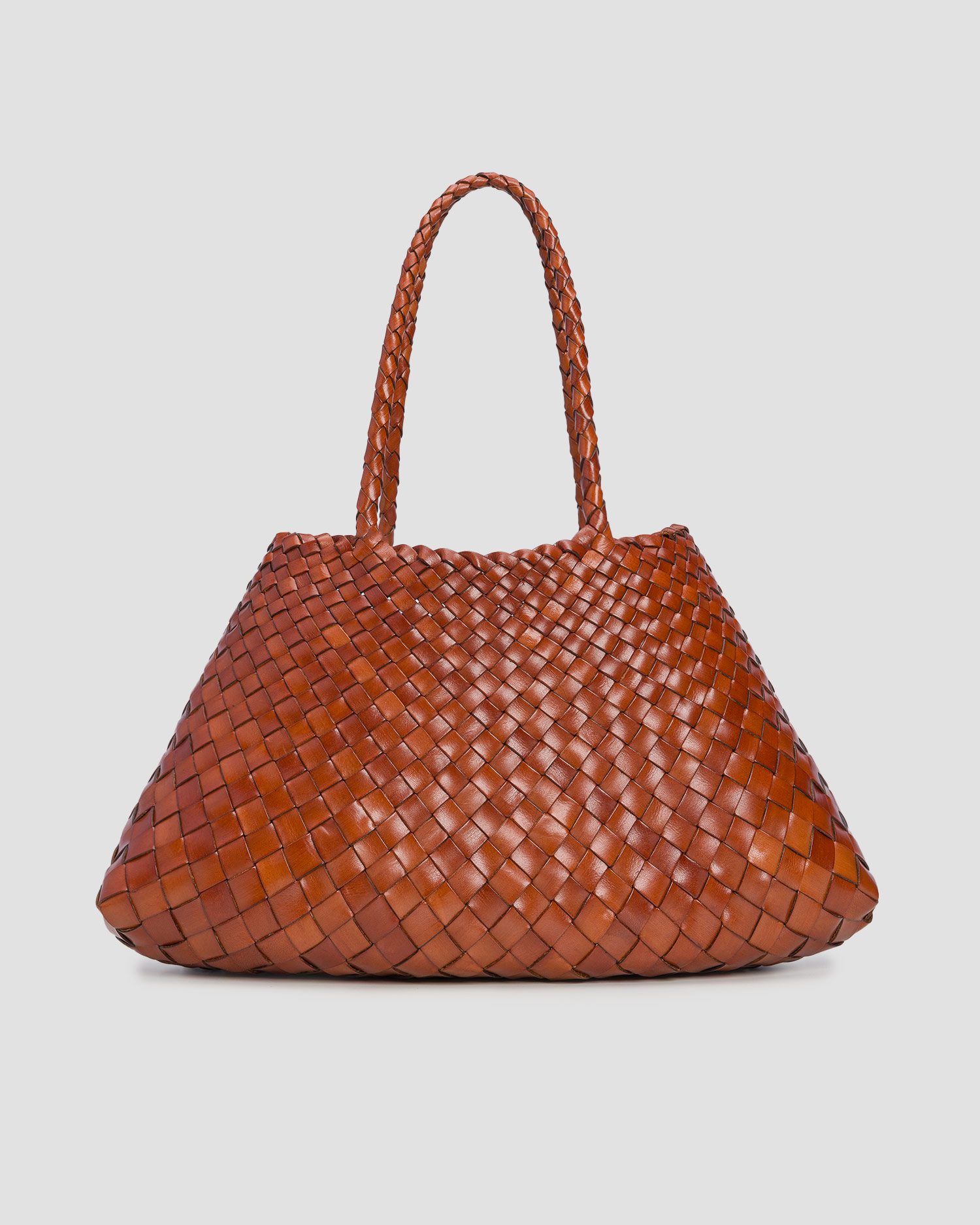 Sac en cuir tressé marron Dragon Diffusion Santa Croce Big, Couleur: Brązowy