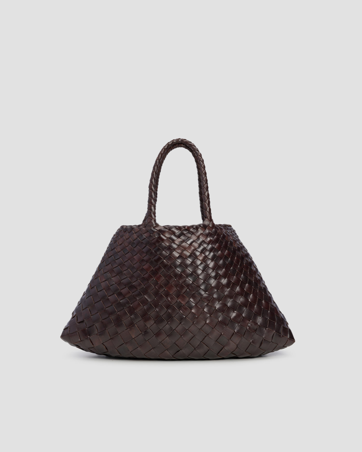 Borsa intrecciata a mano in pelle Dragon Diffusion Santa Croce Small marrone