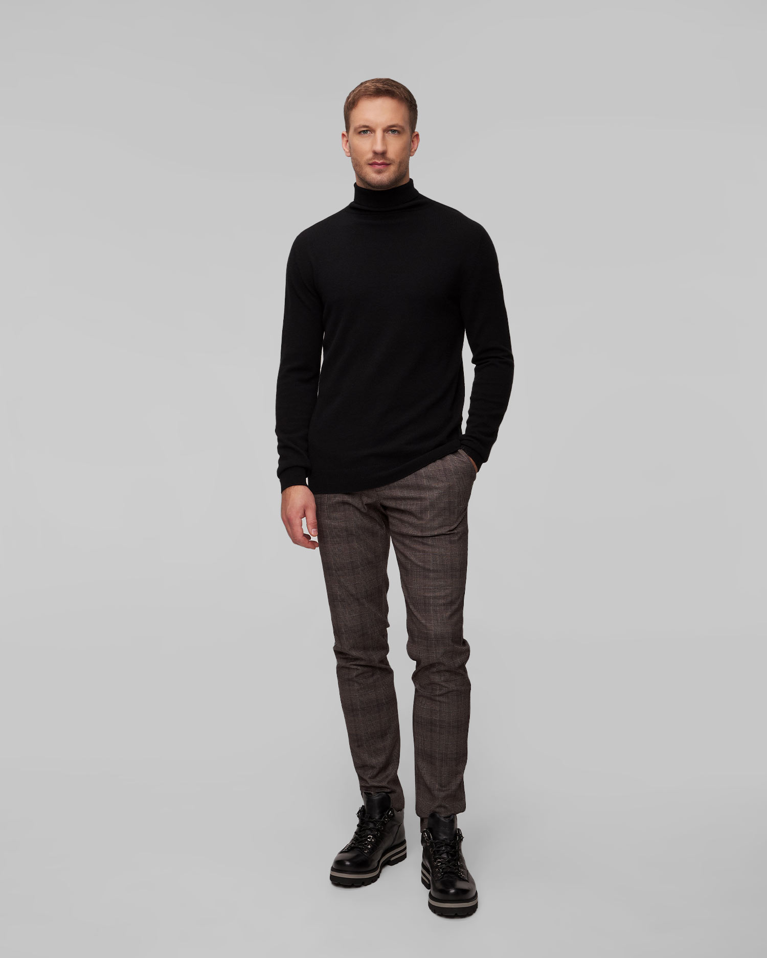 Johnstons of Elgin Herren-Rollkragenpullover aus Kaschmir in Schwarz