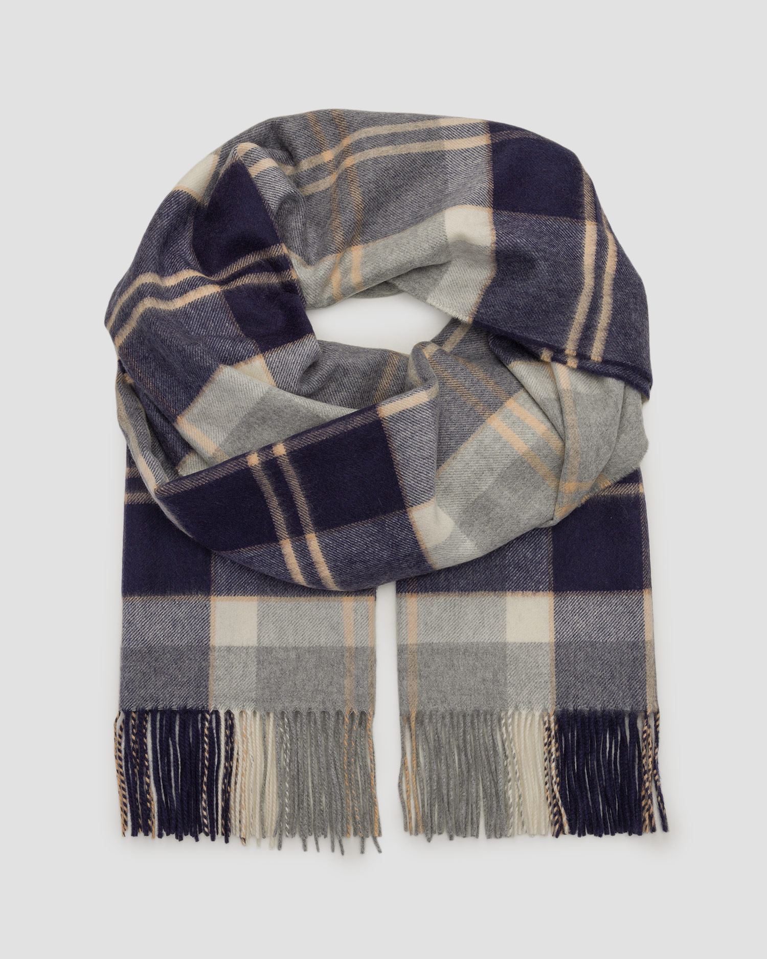 Sciarpa in cashmere Johnstons of Elgin, Colore/Disegno: Szary,Granatowy
