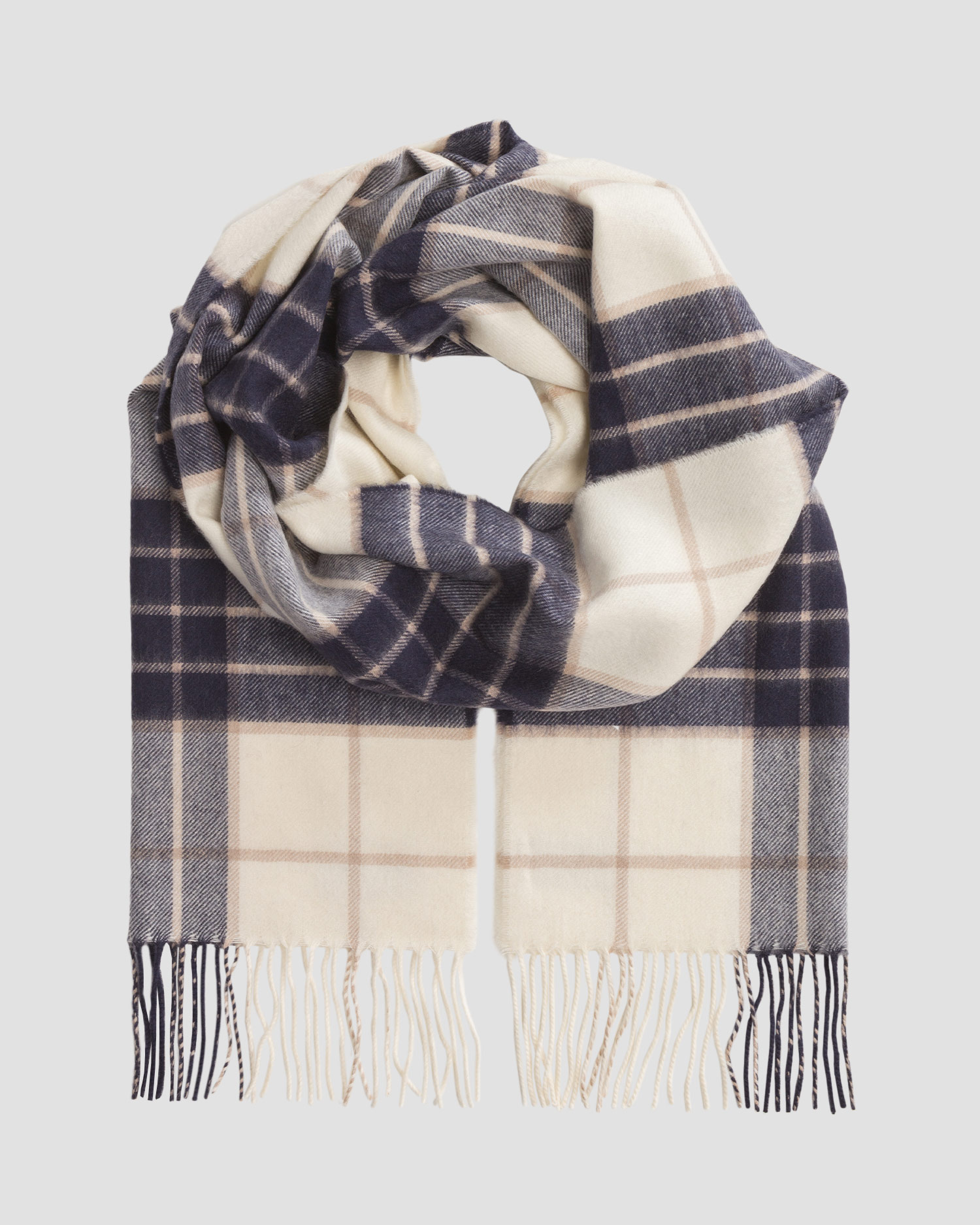 Sciarpa in cashmere unisex Johnstons of Elgin, Colore/Disegno: Biały,Granatowy