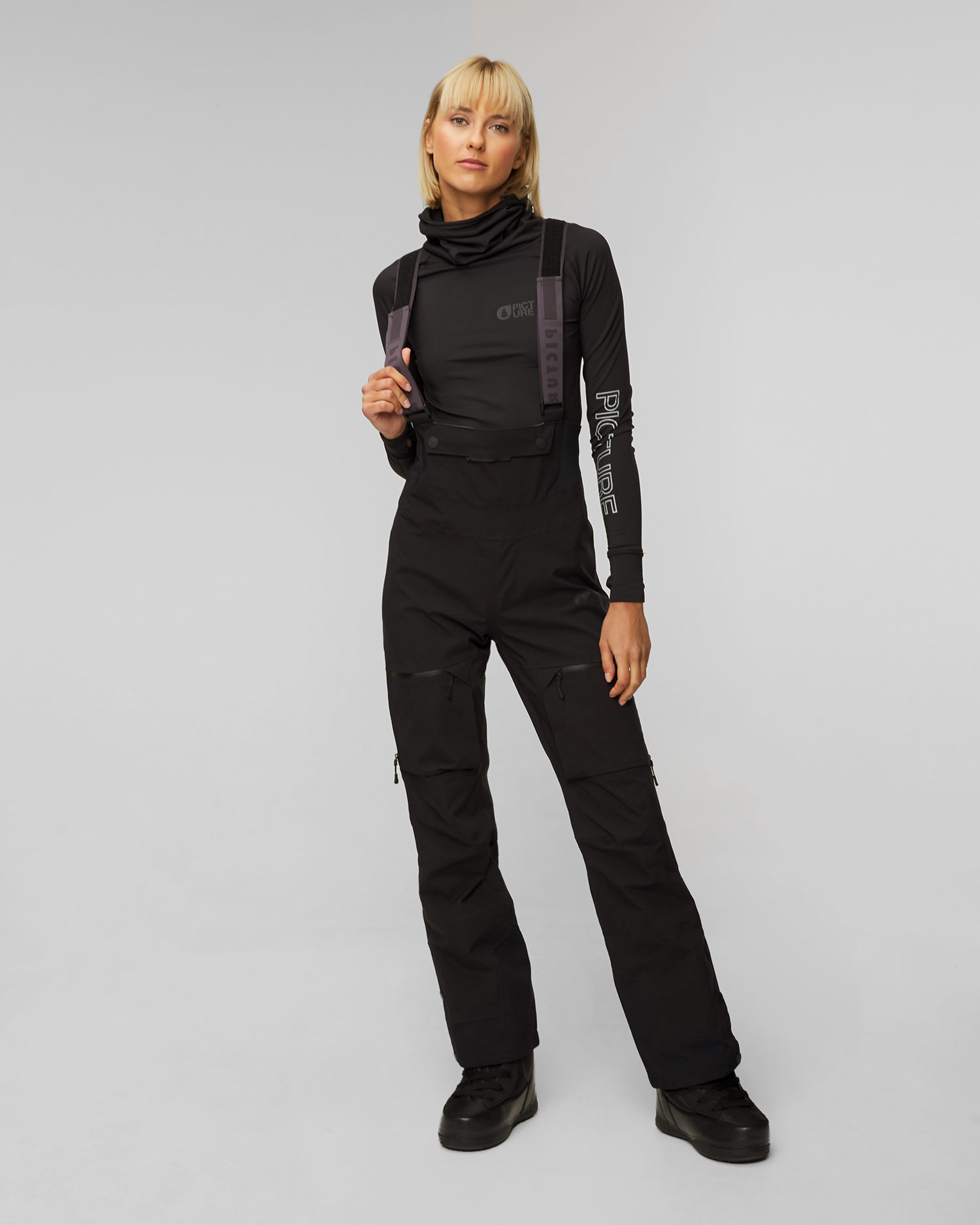 Women's black hardshell ski trousers Picture Organic Clothing Aeron 3L BIB 20/20