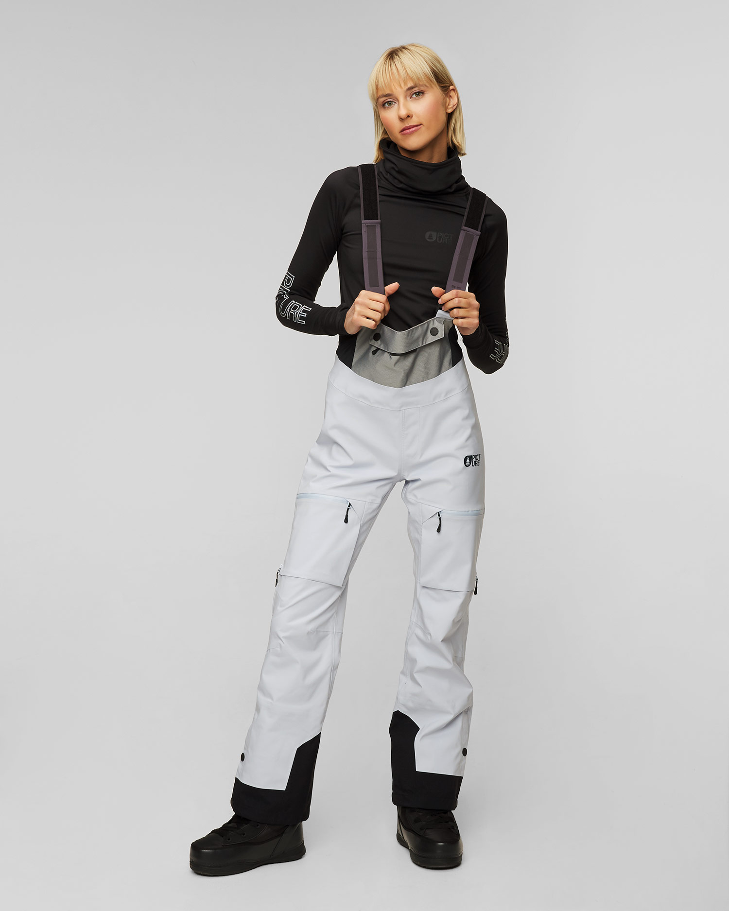 Women's blue hardshell ski trousers Picture Organic Clothing Aeron 3L BIB 20/20