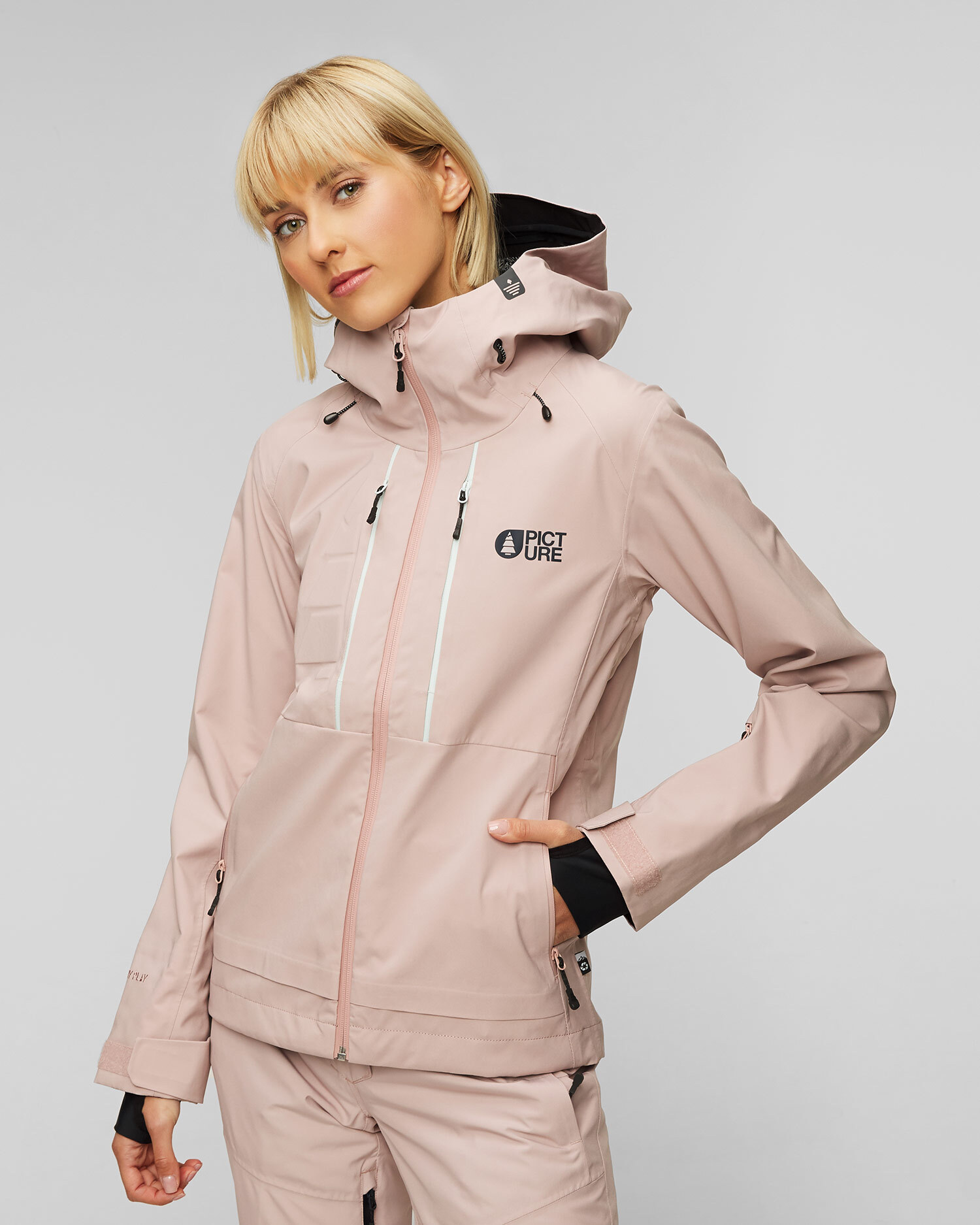 Women's beige hardshell ski jacket Picture Organic Clothing Aeron 3L 20/20