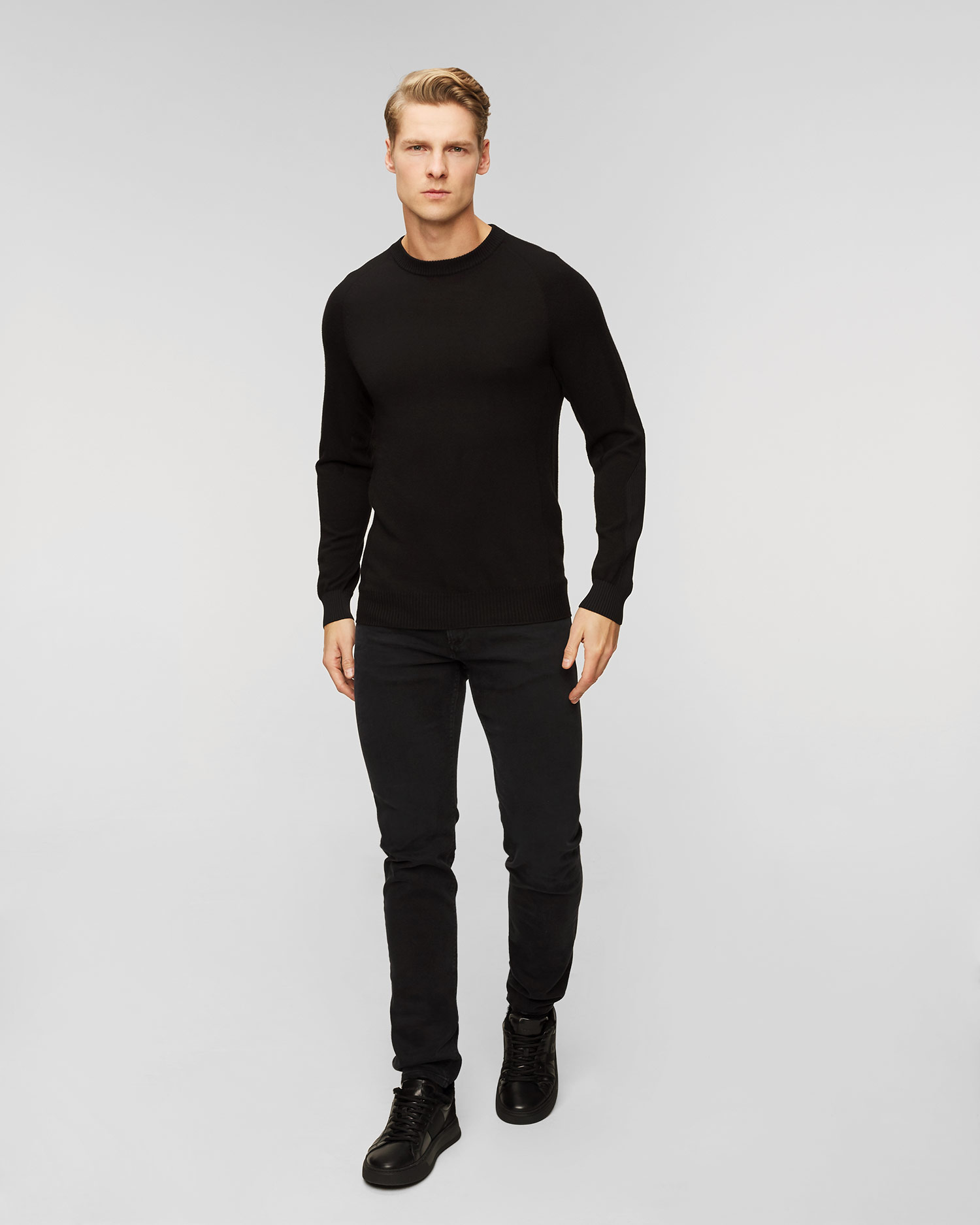 Maglione nero in lana da uomo Sease