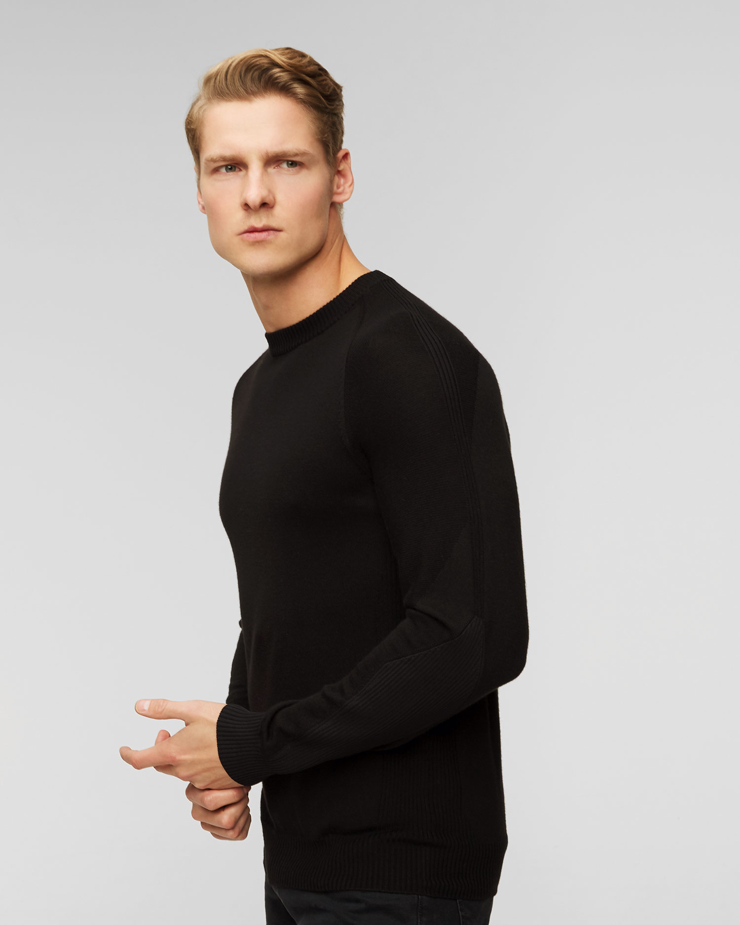 Maglione nero in lana da uomo Sease