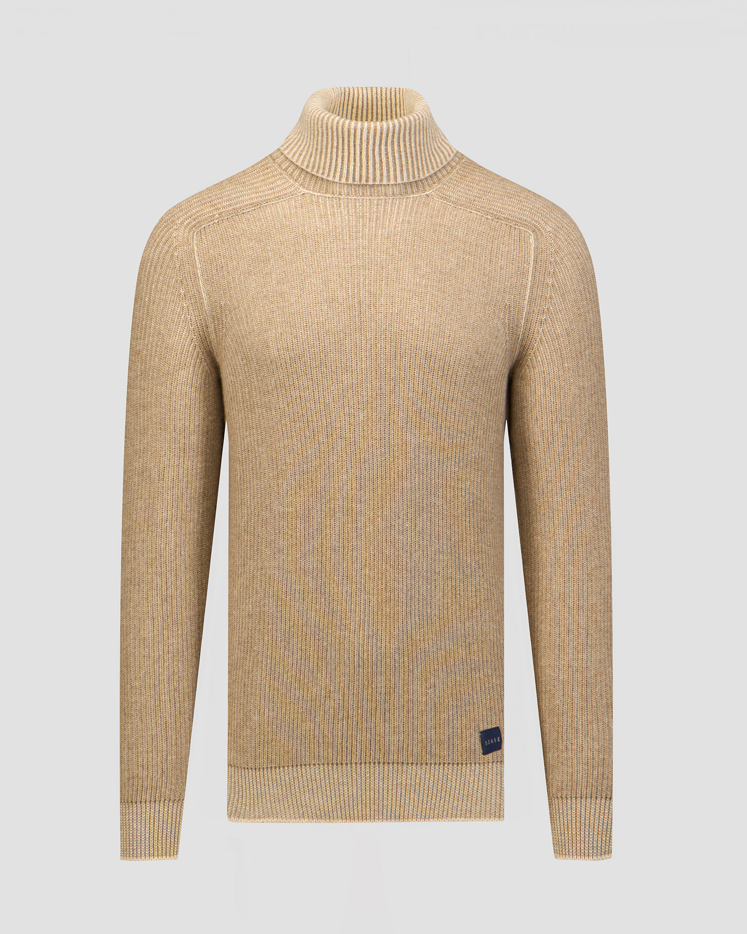 Maglione a collo alto beige reversibile in cashmere da uomo Sease