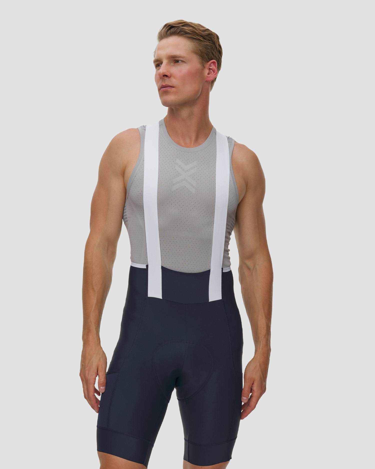 Pantaloncini da ciclismo da uomo Rapha Brevet Element Cargo Bib Shorts blu e bianchi