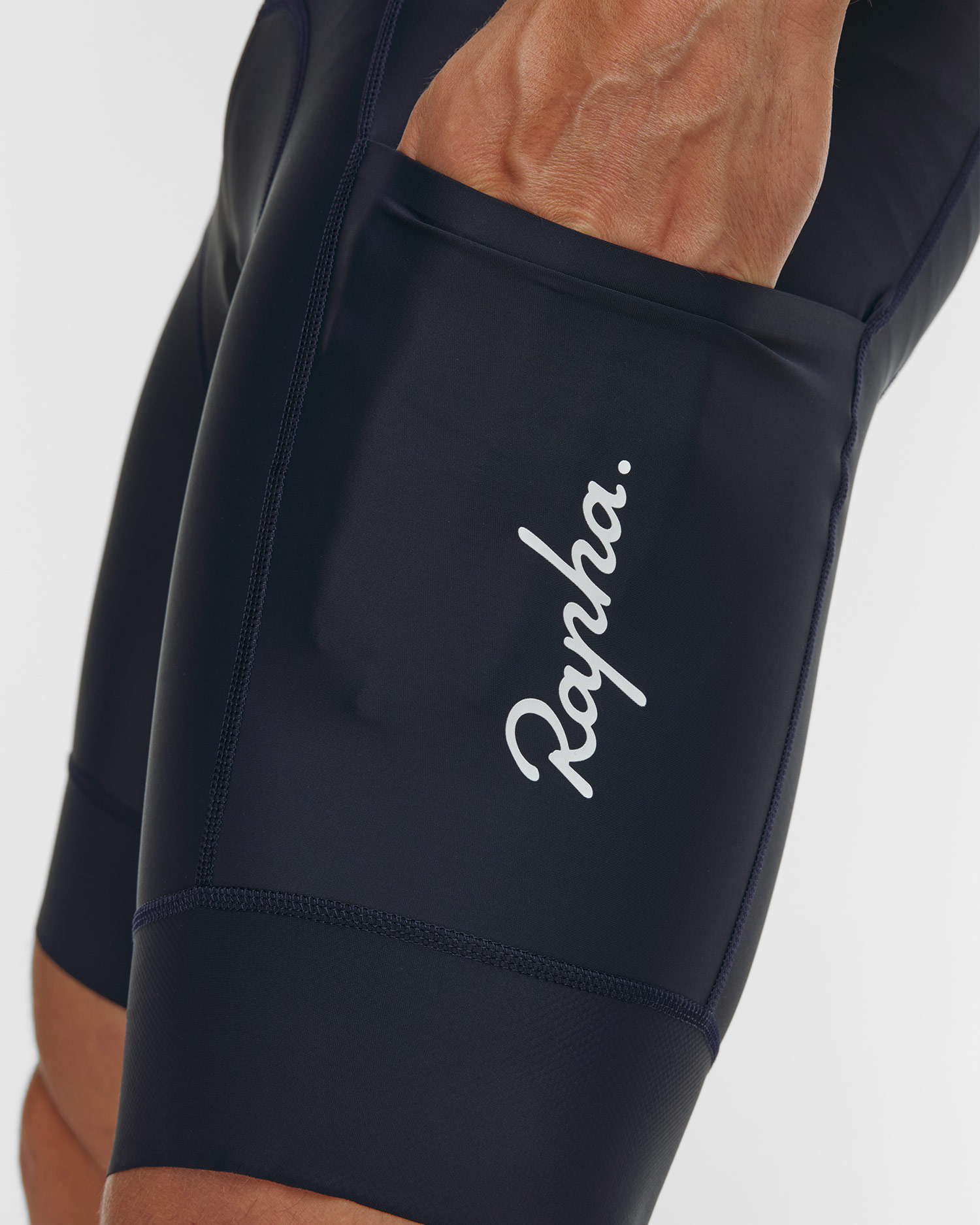 Pantaloncini da ciclismo da uomo Rapha Brevet Element Cargo Bib Shorts blu e bianchi