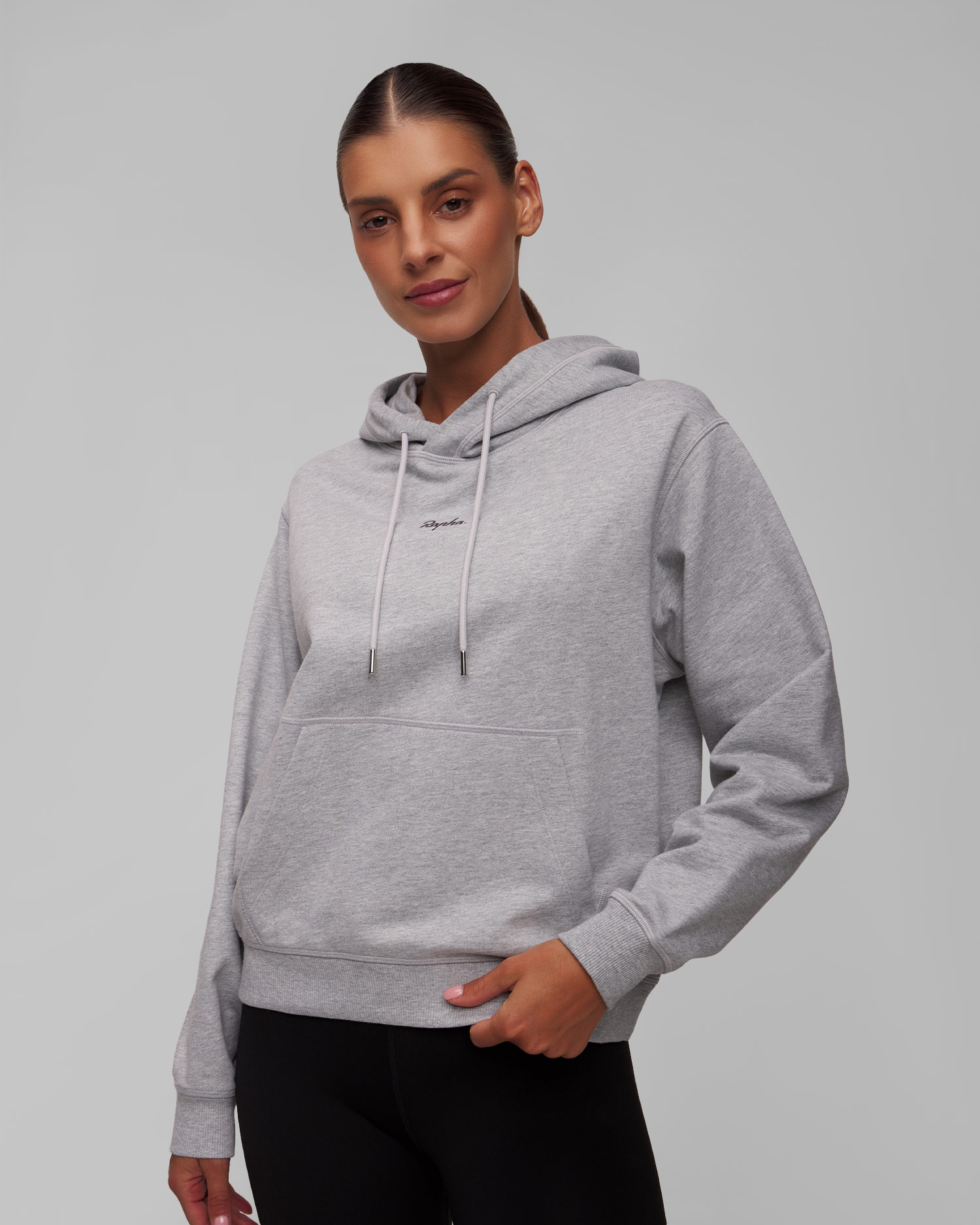Women's light grey cotton hooded sweatshirt Rapha