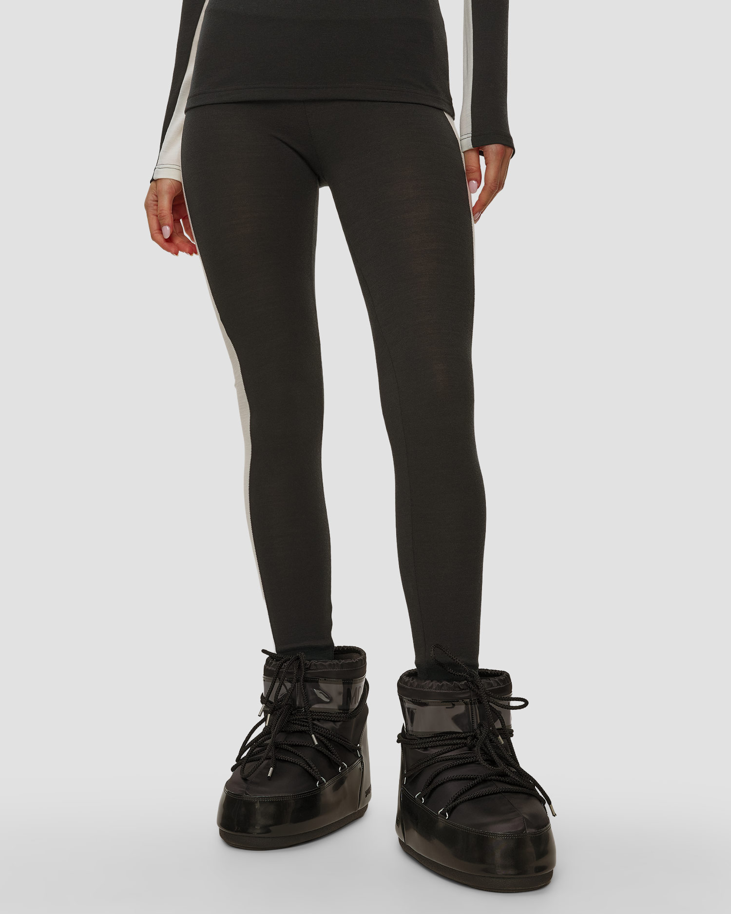 Colanți negri din lână pentru femei We Norwegians Voss