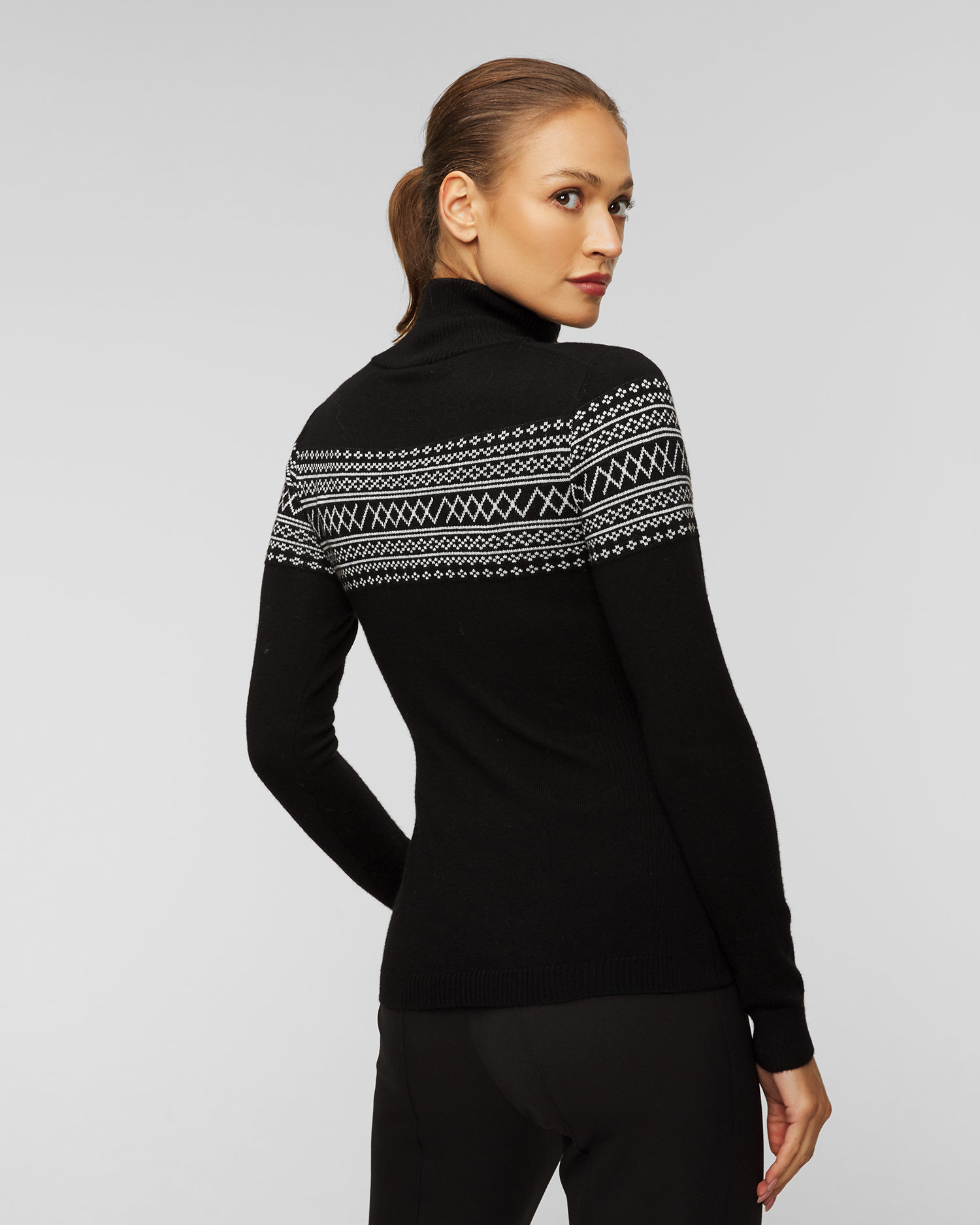 Czarny golf wełniany z zamkiem damski We Norwegians Signature