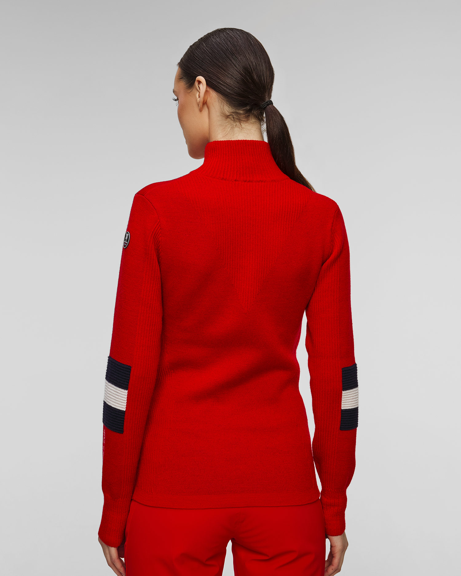 Col roulé zippé rouge pour femmes We Norwegians Hafjell