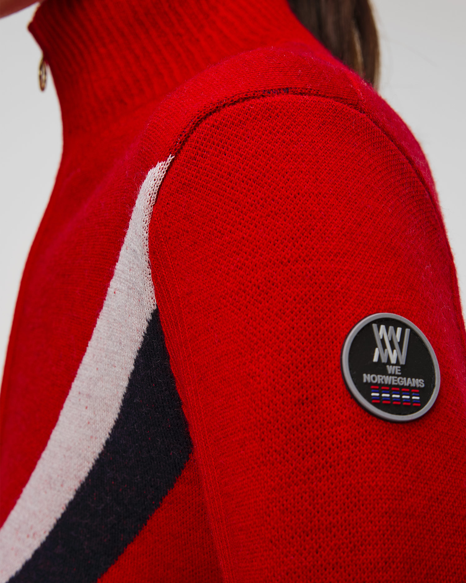 Col roulé zippé rouge pour femmes We Norwegians Hafjell