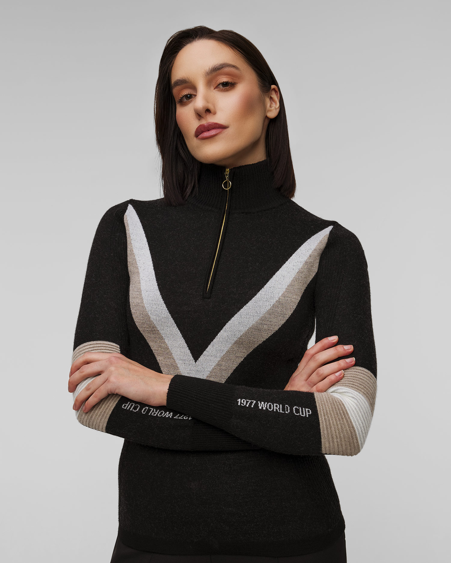 Col roulé zippé noir pour femmes We Norwegians Hafjell, Couleur: Czarny