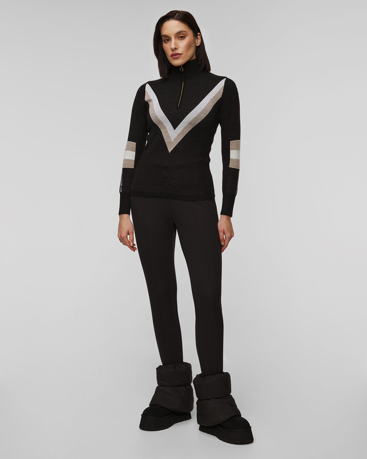 Col roulé zippé noir pour femmes We Norwegians Hafjell