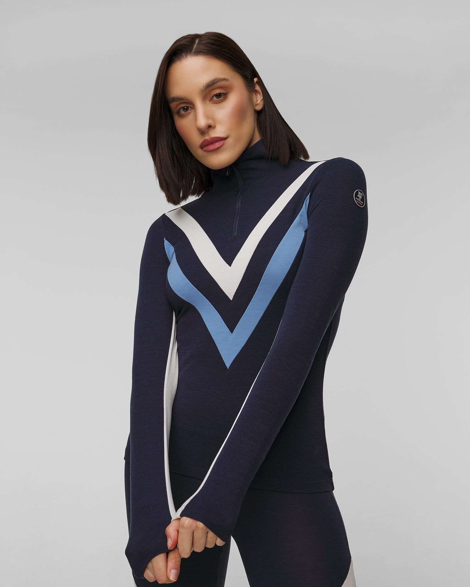 We Norwegians Voss Damen-Rollkragenpullover mit Reißverschluss in Marineblau