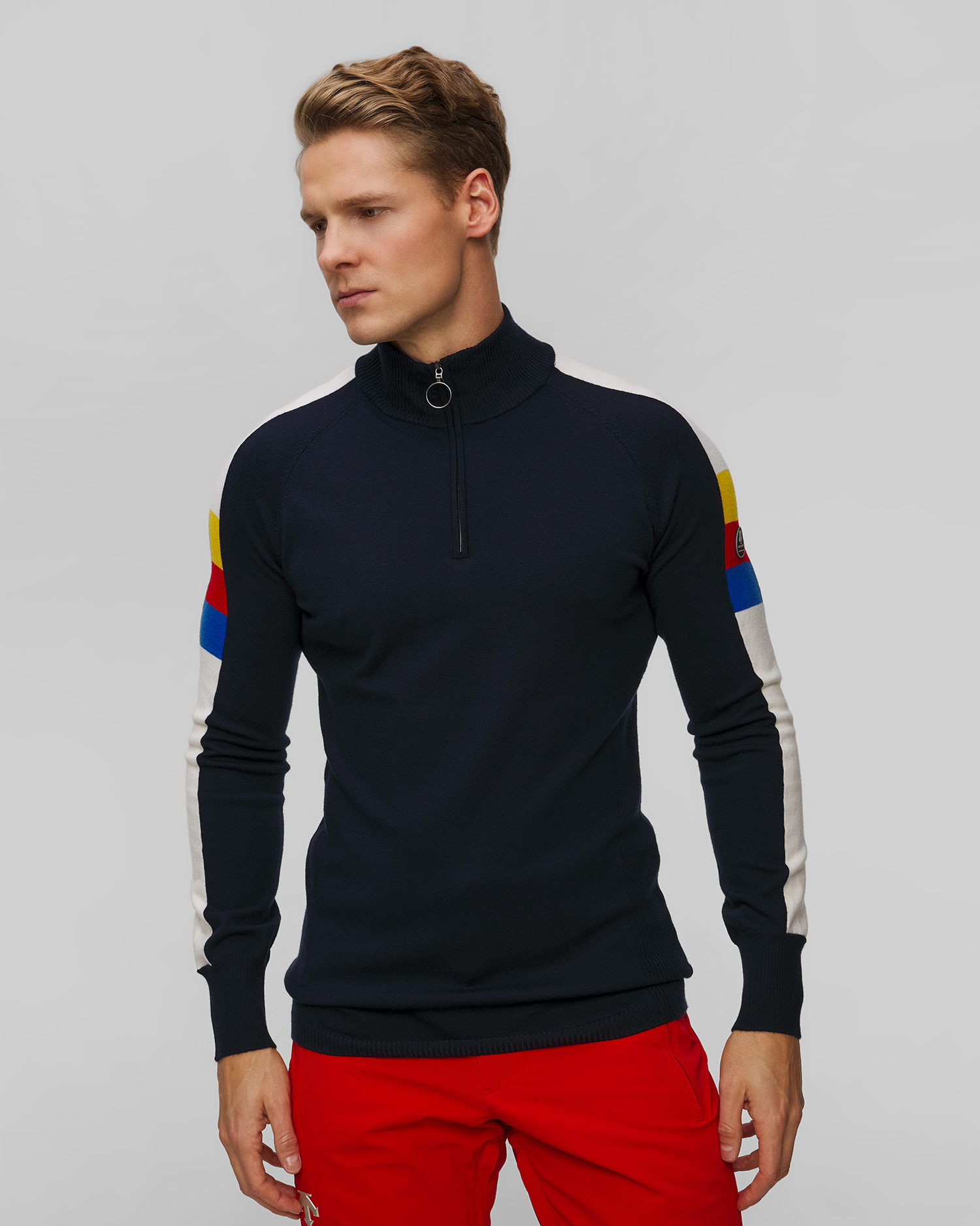 Men's navy blue turtleneck with a zipper We Norwegians Varden