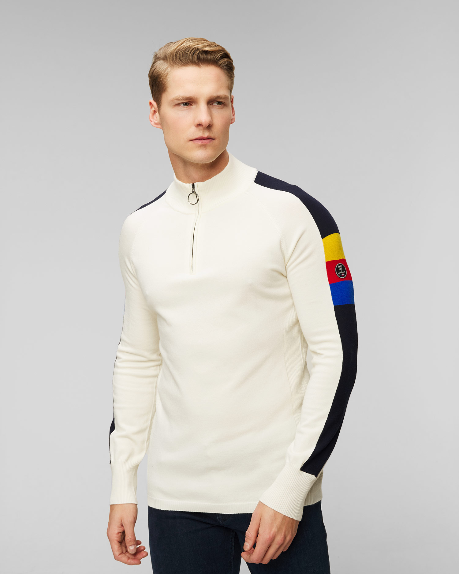 Men's white turtleneck with a zipper We Norwegians Varden