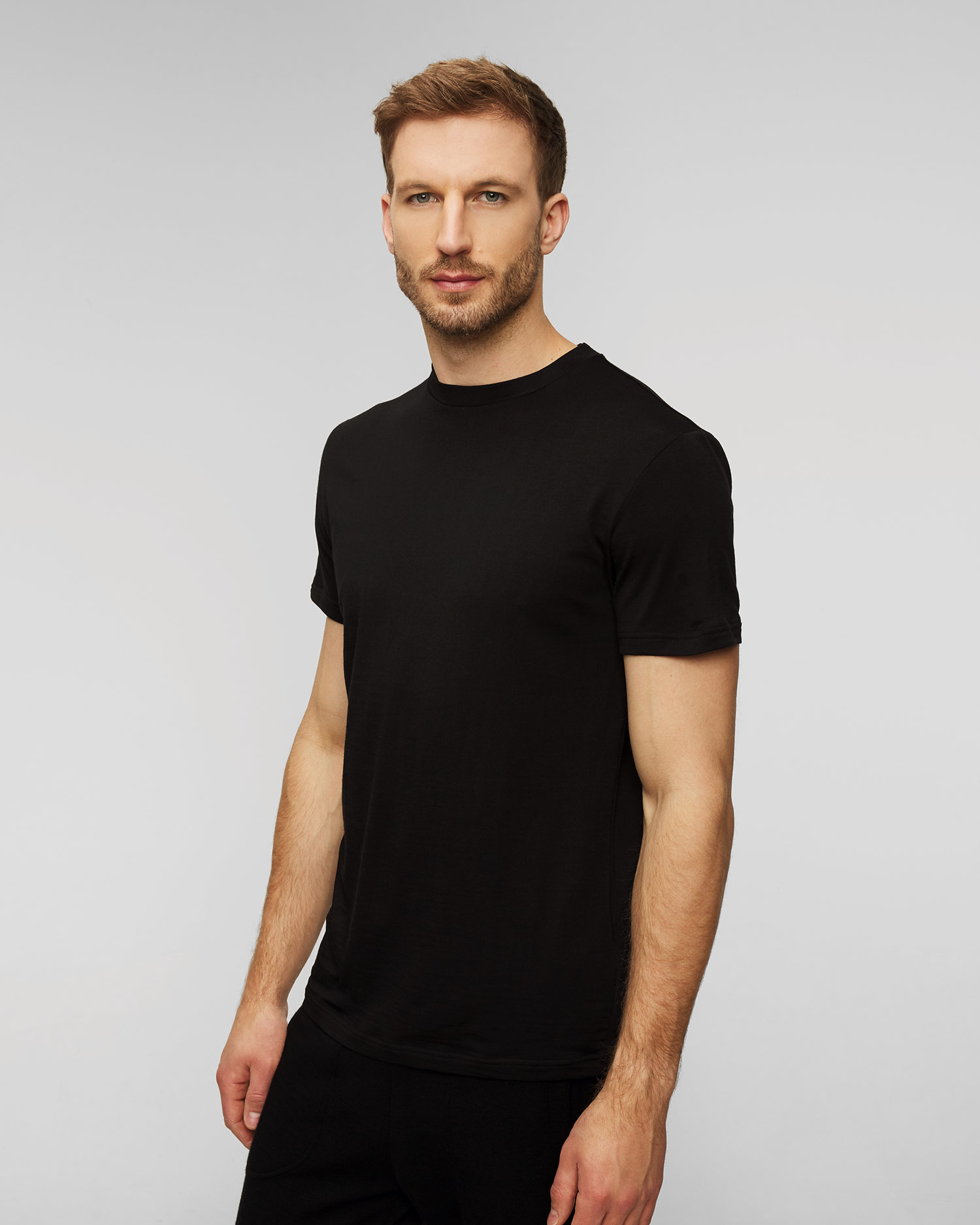 Czarny T-shirt wełniany męski We Norwegians Salt