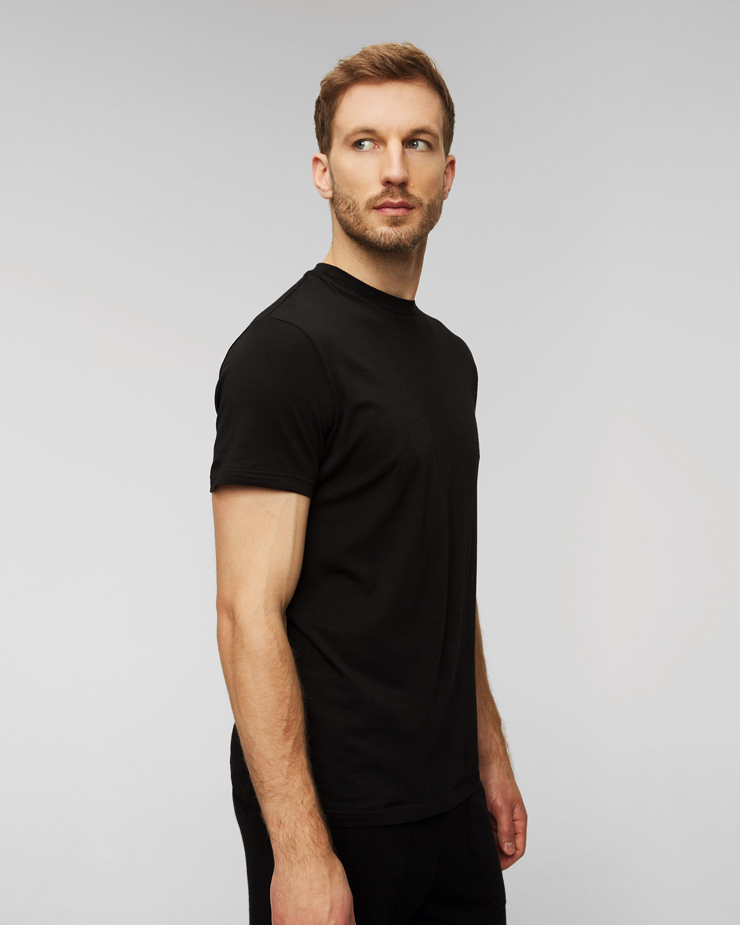 Tricou negru din lână pentru bărbați We Norwegians Salt