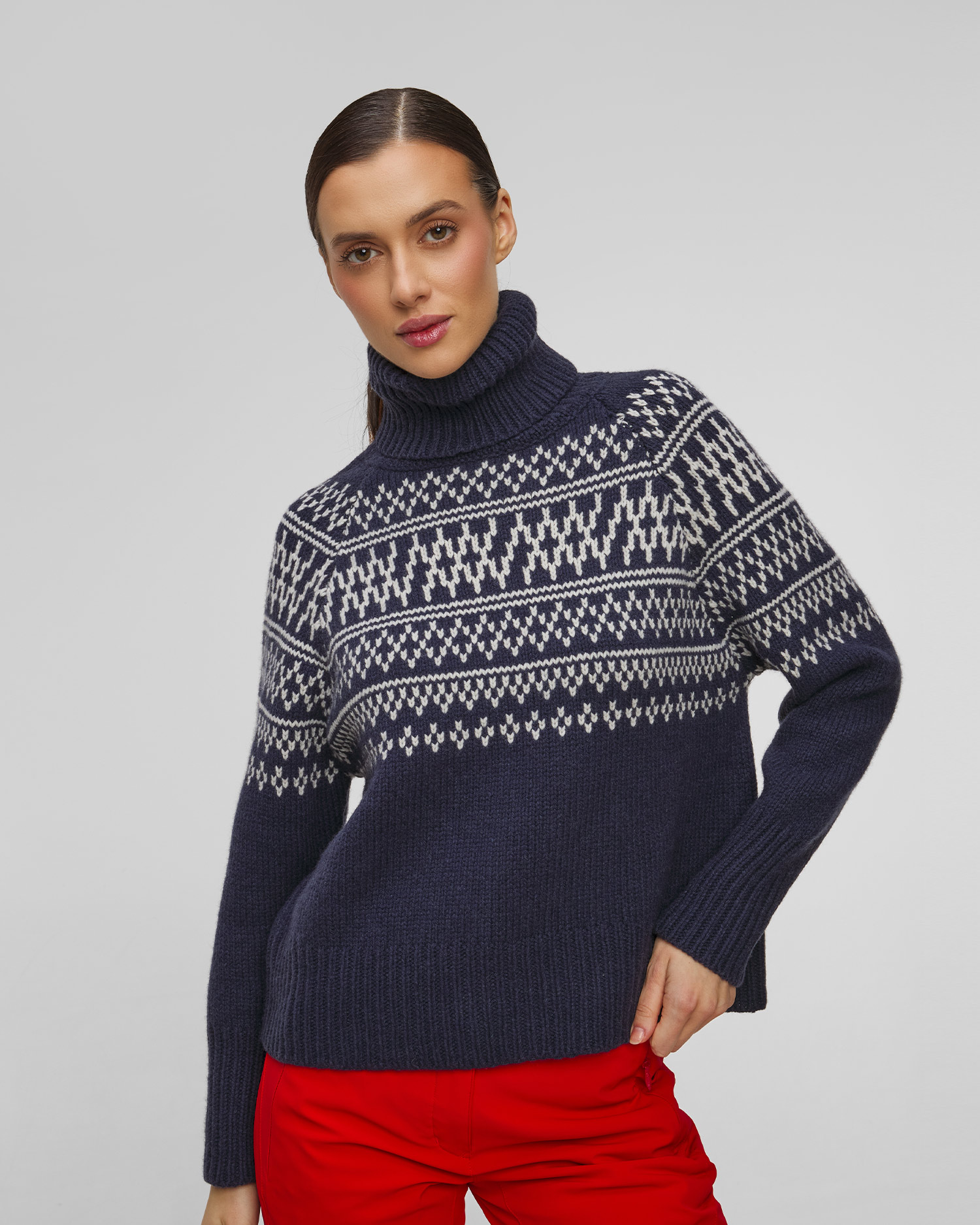 Pull à col roulé en laine pour femmes We Norwegians Setesdal