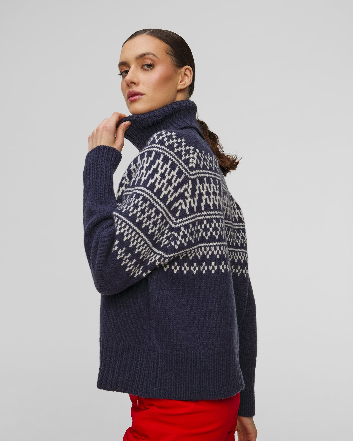 Pull à col roulé en laine pour femmes We Norwegians Setesdal