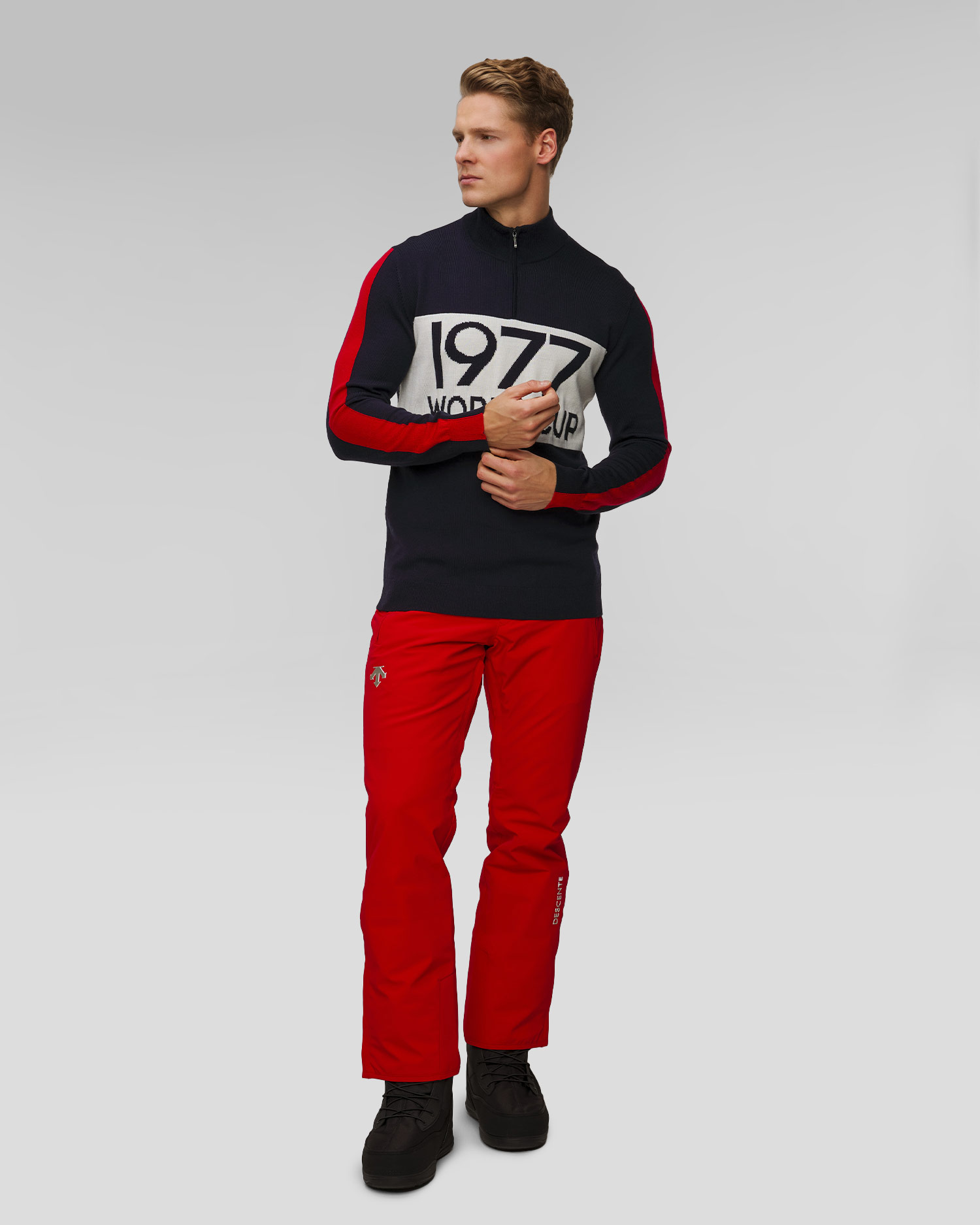 Pulover bleumarin din lână pentru bărbați We Norwegians WorldCup, Culoare/Model: Granatowy