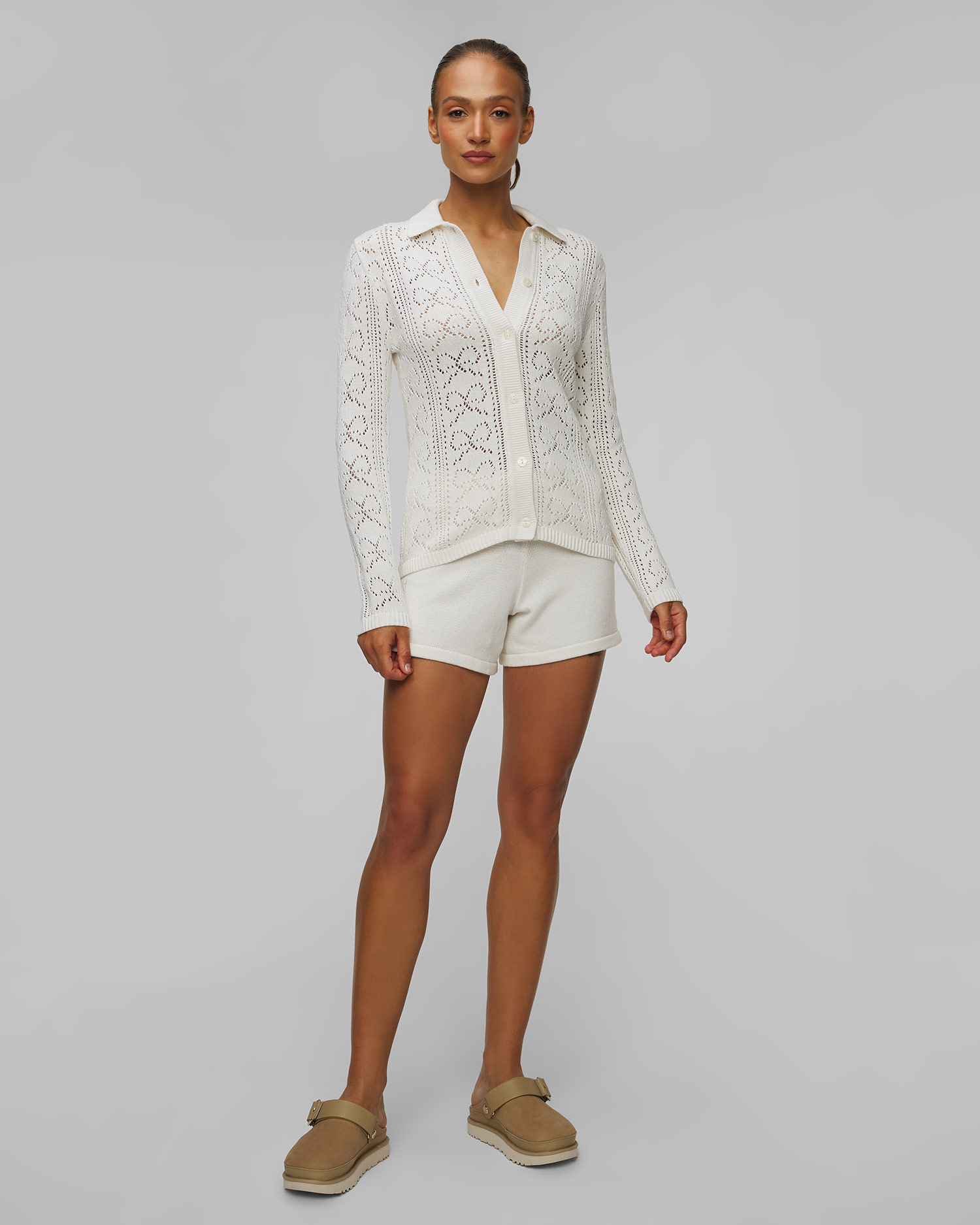 The Upside Lavalliere Rosie Knit Short Damenshorts in Weiß