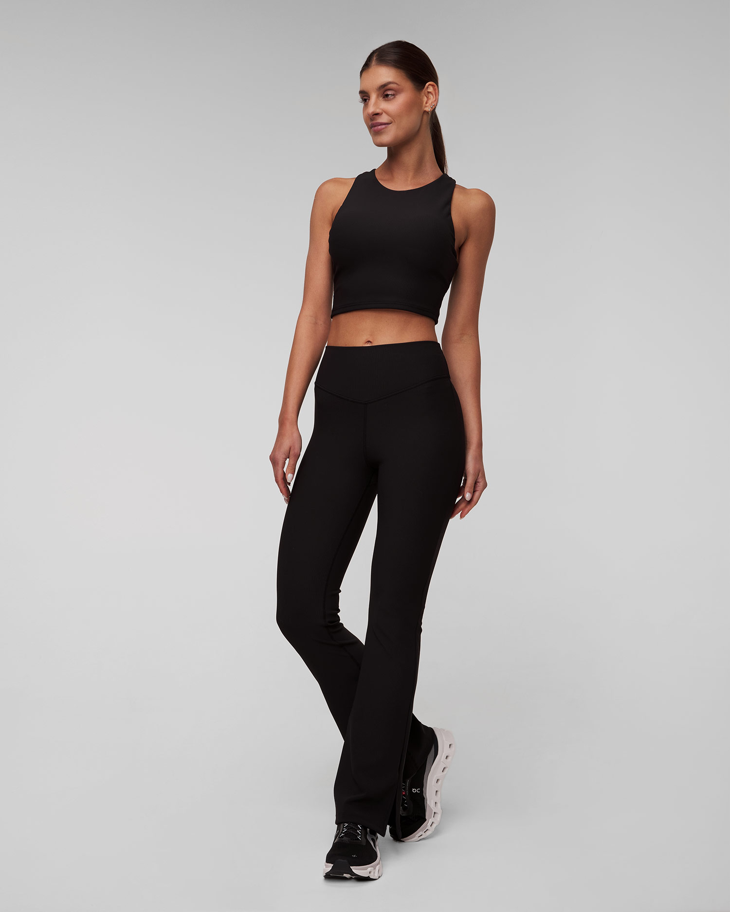 Černé dámské kalhoty The Upside Ribbed Florence Flare