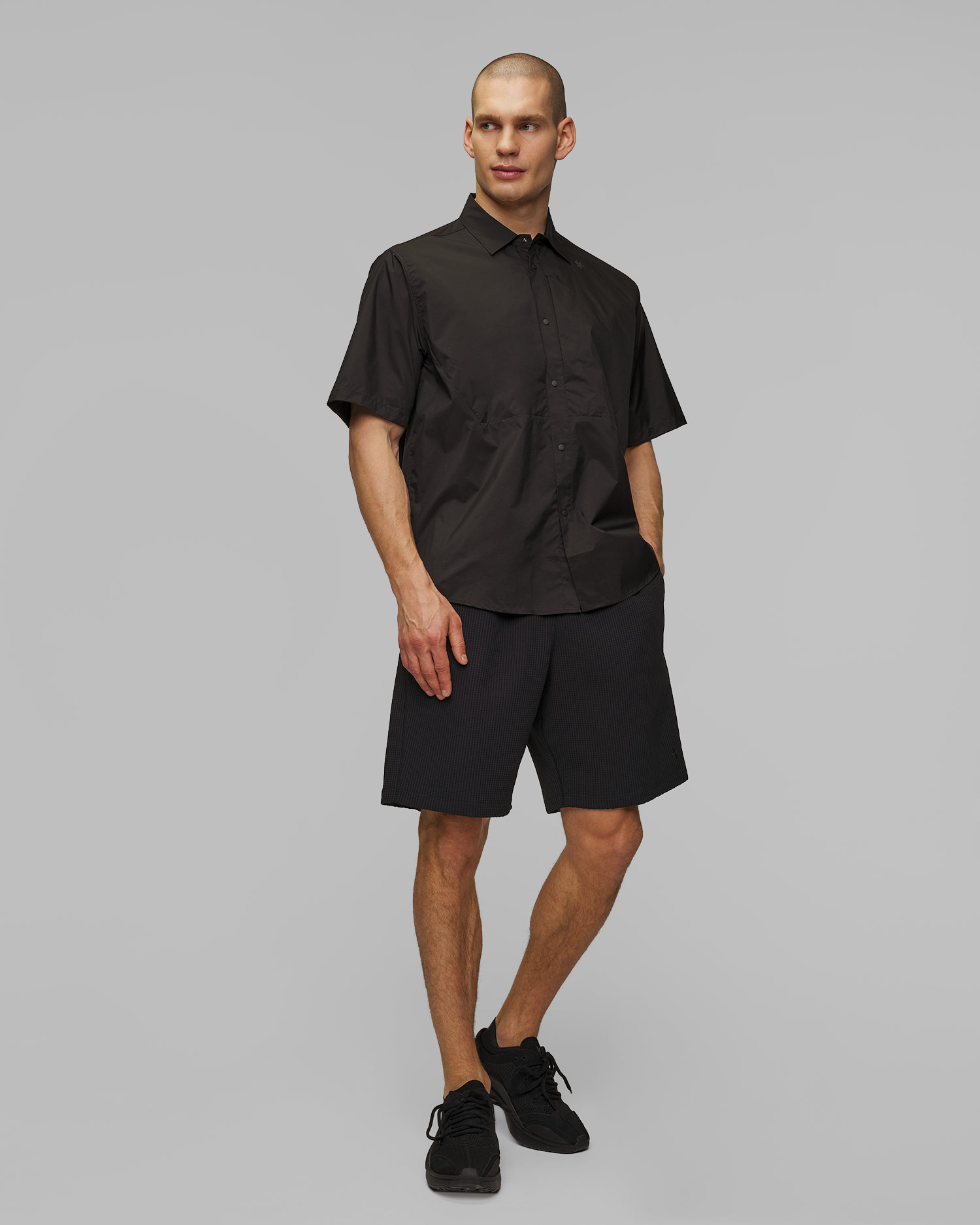 Chemise noire pour hommes Goldwin Pertex Equilibrium S/S Wind Shirt