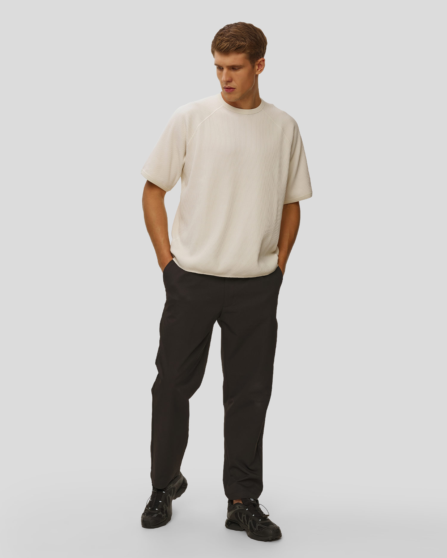 Men's Goldwin One Tuck Tapered Stretch Pants black