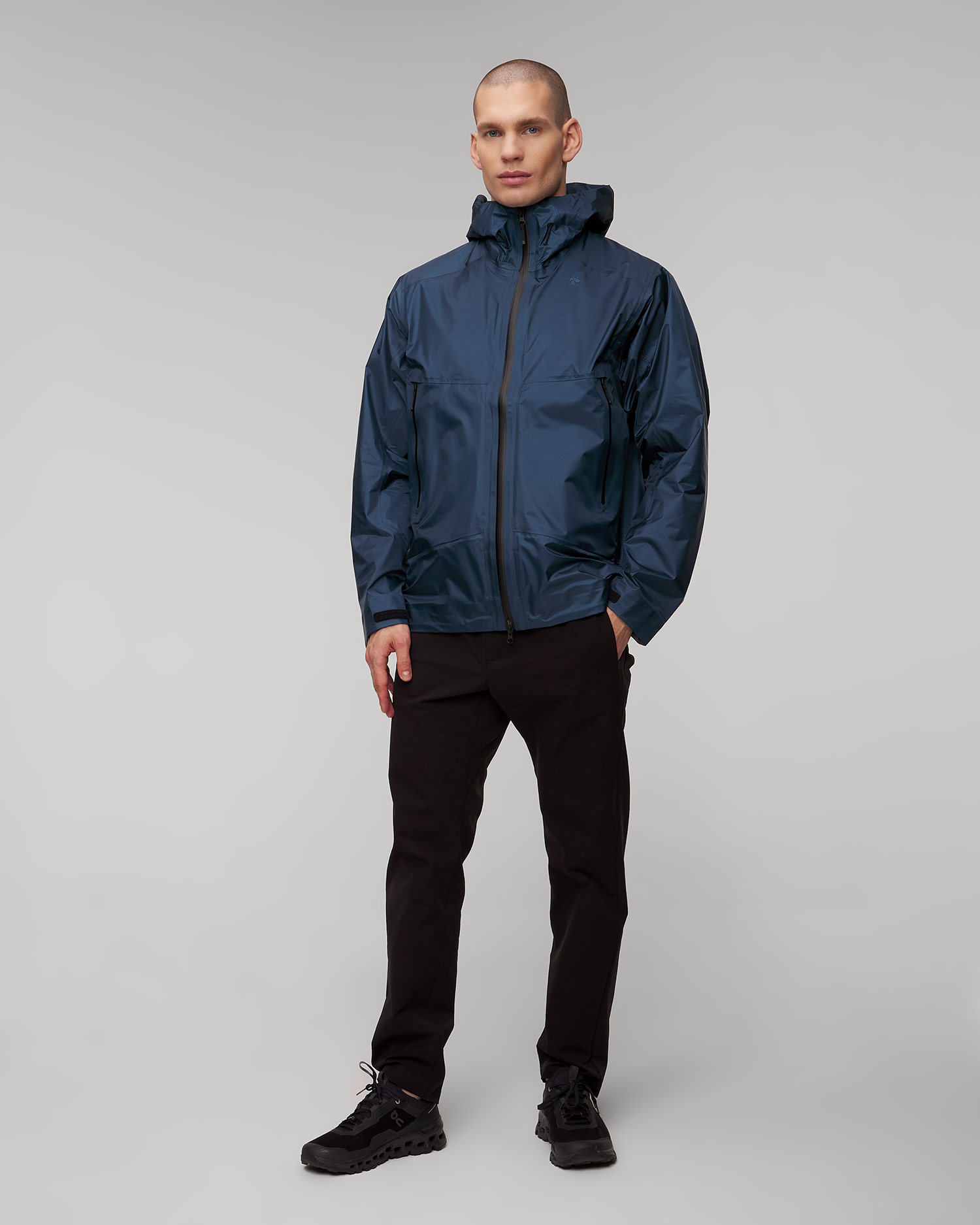 Pánska tmavomodrá vetrovka s membránou Goldwin GORE-TEX 3L Aqua Tect Jacket